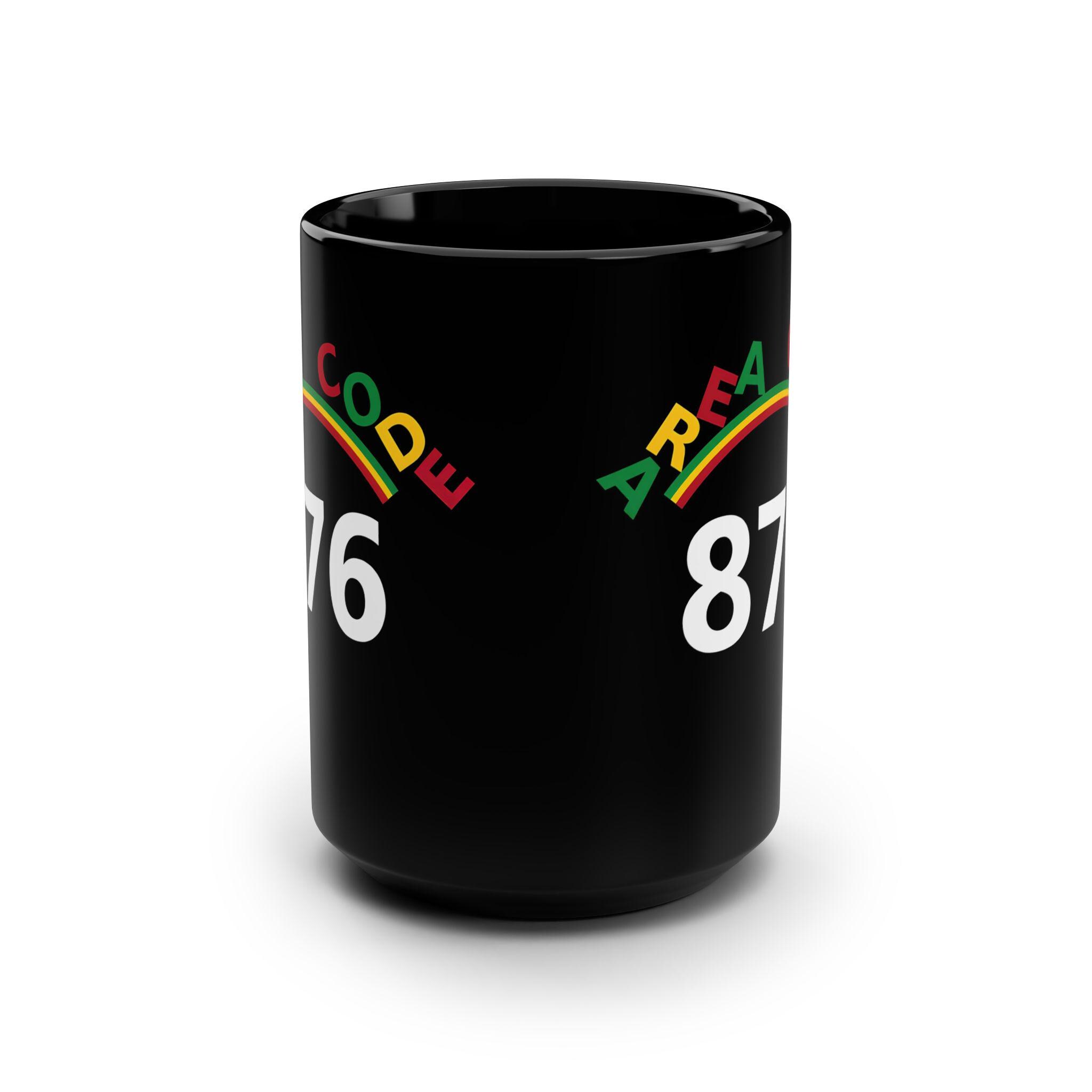 Jamaican 876 Area Code Coffee Mug, Rasta Colors Ceramic Cup, product view 2