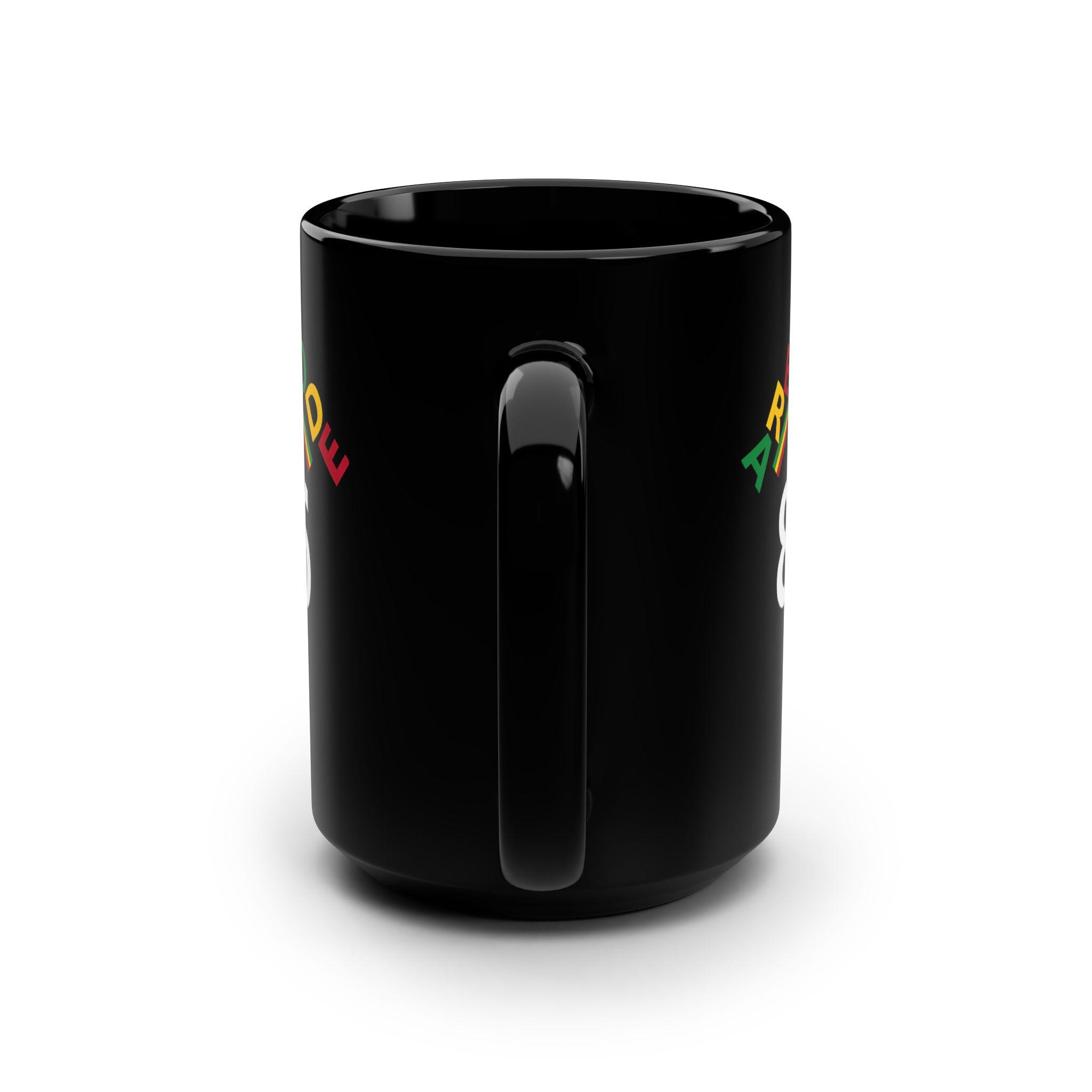 Jamaican 876 Area Code Coffee Mug, Rasta Colors Ceramic Cup, product view 4