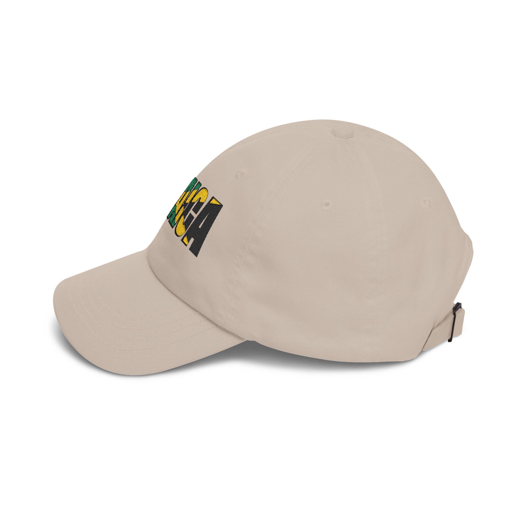Jamaica Flag Embroidered Baseball Dad Cap. Minimalist Beige Island Pride Hat, product view 11