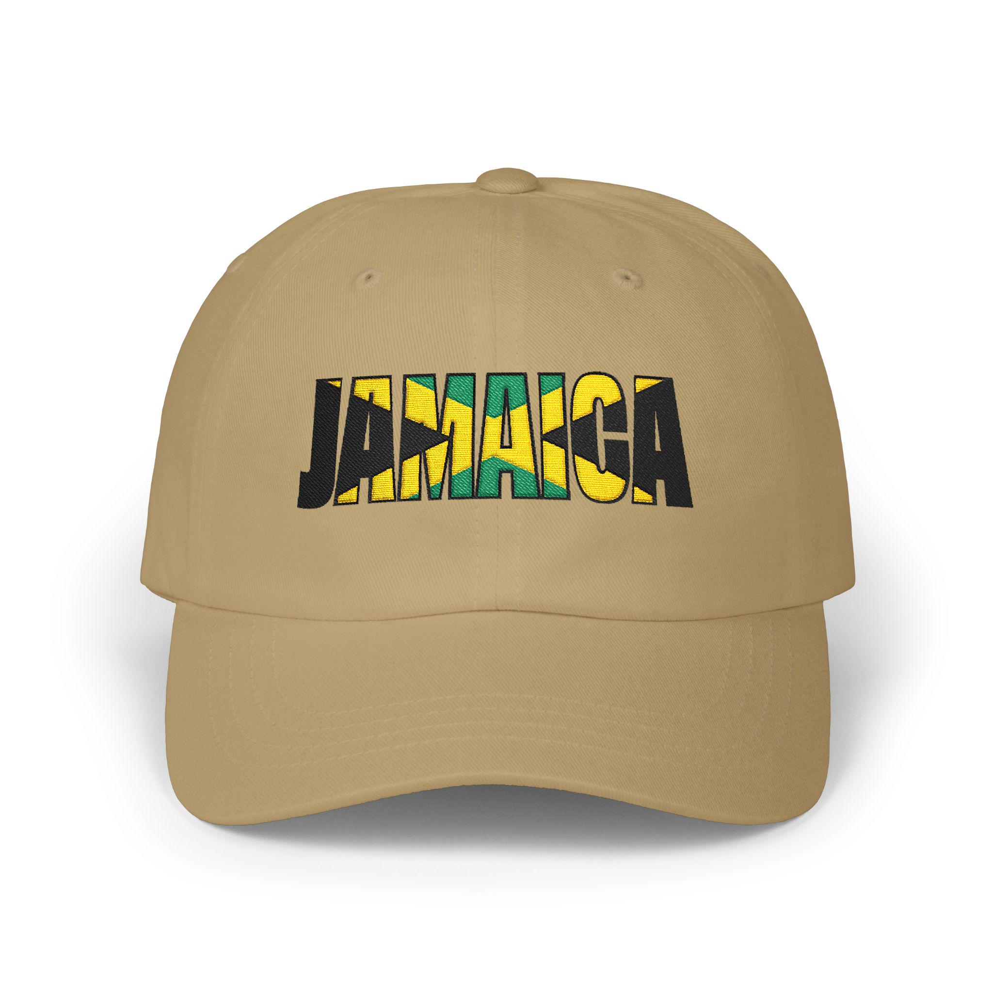 Jamaica Flag Embroidered Baseball Dad Cap. Minimalist Beige Island Pride Hat, product view 18