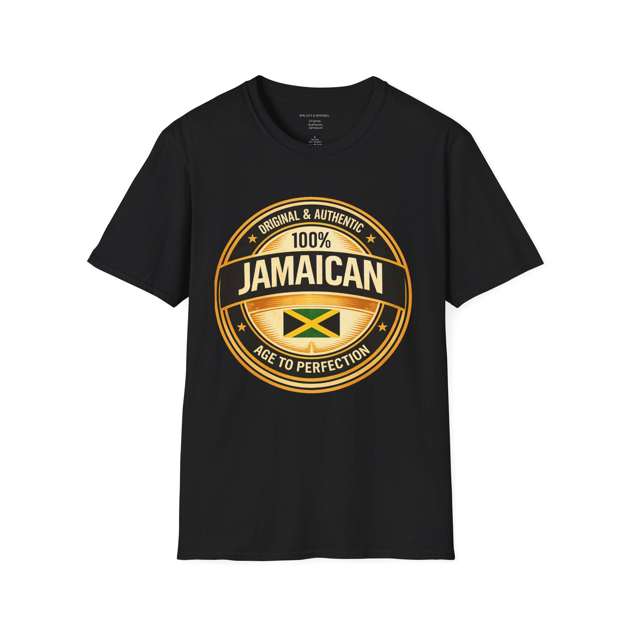 100% Jamaican Flag Emblem T-Shirt, Vintage Caribbean Pride Apparel