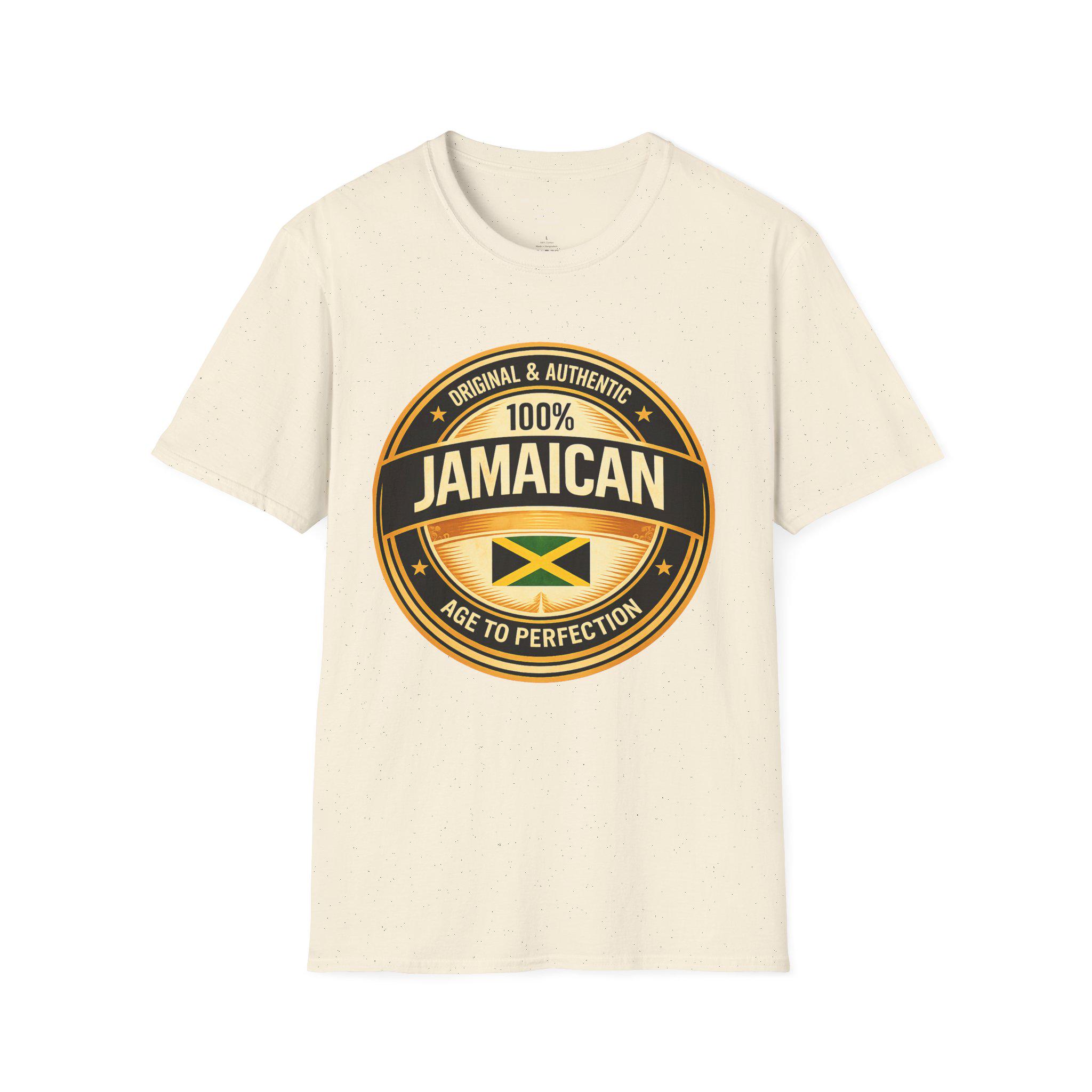 100% Jamaican Flag Emblem T-Shirt, Vintage Caribbean Pride Apparel, product view 2