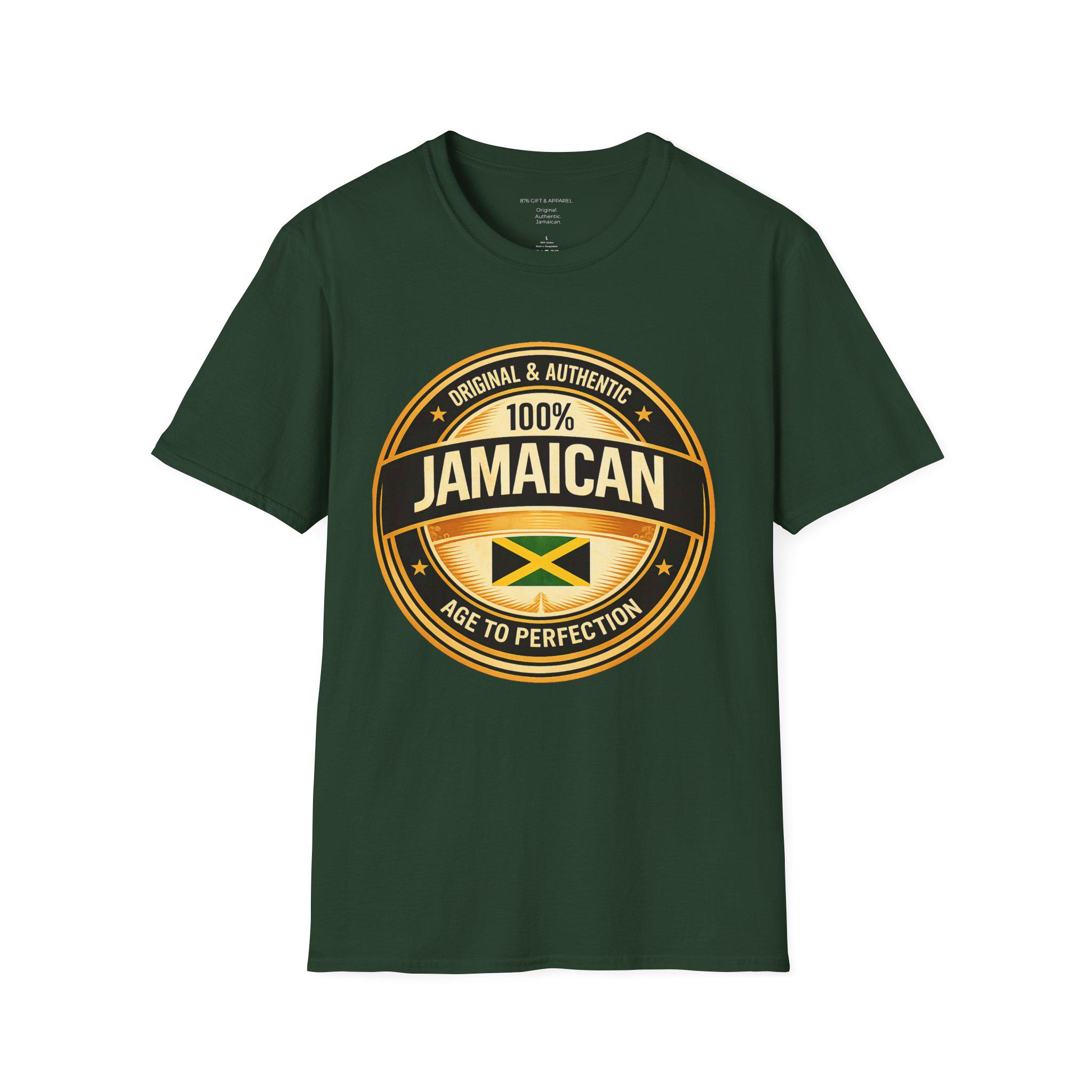 100% Jamaican Flag Emblem T-Shirt, Vintage Caribbean Pride Apparel, product view 4