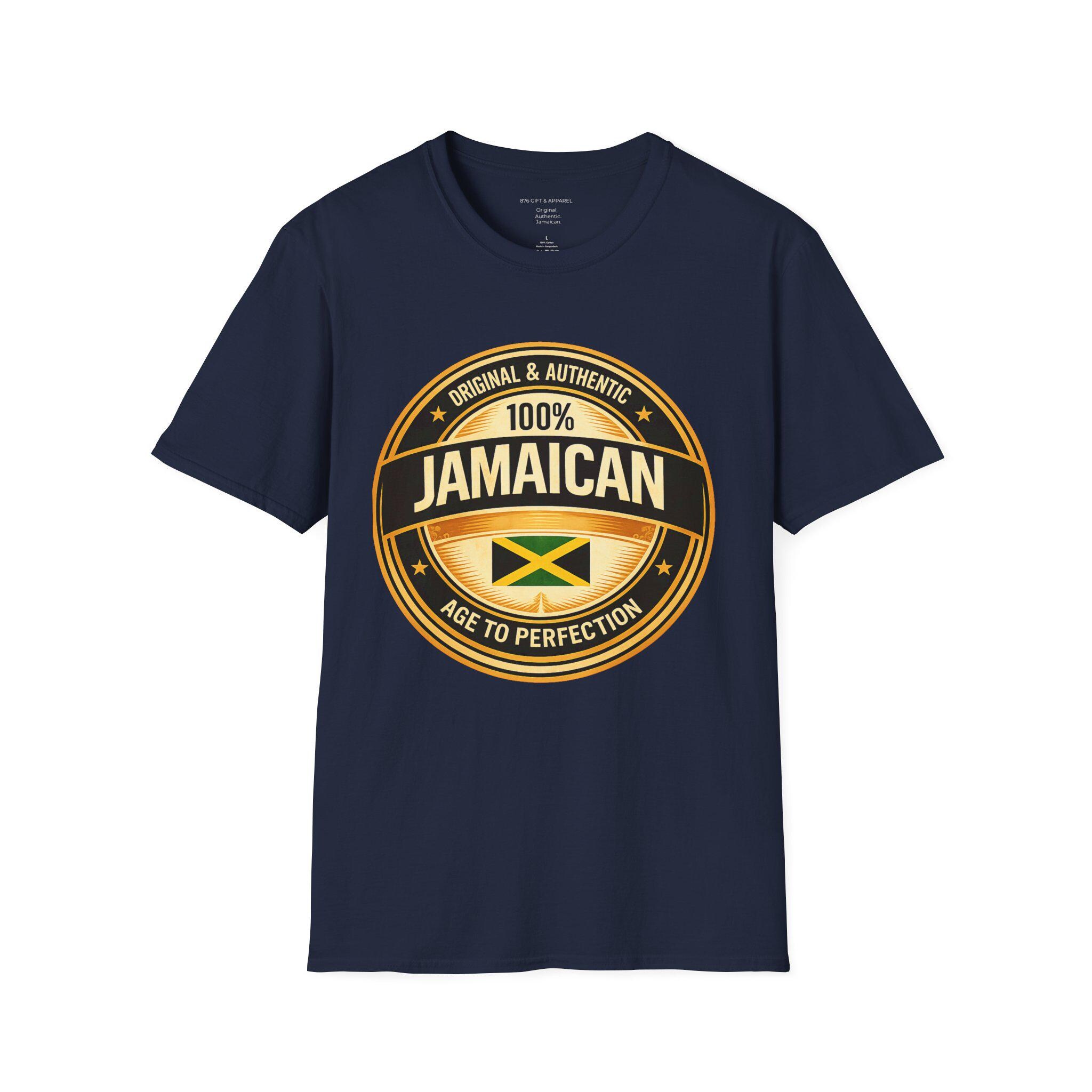 100% Jamaican Flag Emblem T-Shirt, Vintage Caribbean Pride Apparel, product view 5