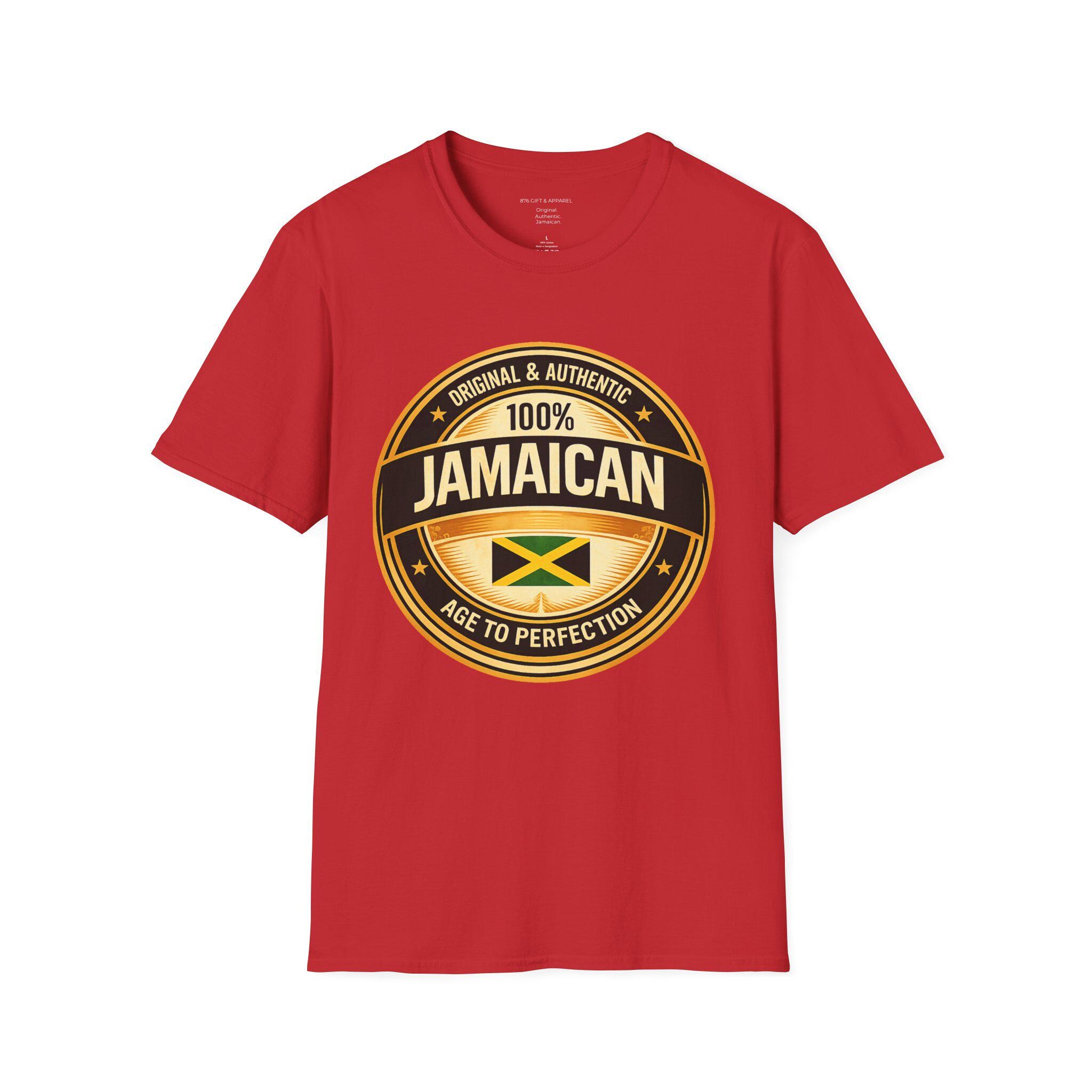 100% Jamaican Flag Emblem T-Shirt, Vintage Caribbean Pride Apparel, product view 6