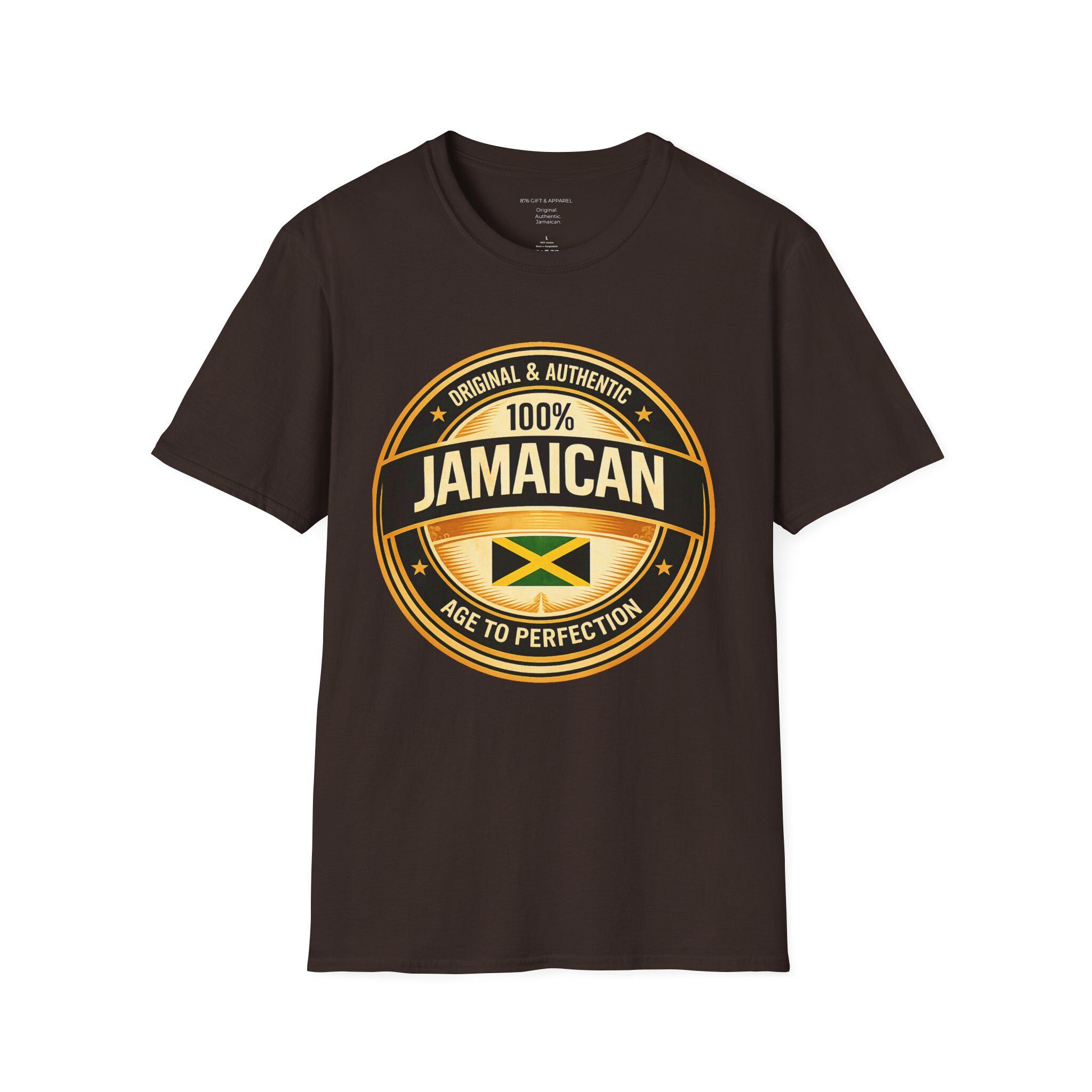 100% Jamaican Flag Emblem T-Shirt, Vintage Caribbean Pride Apparel, product view 8