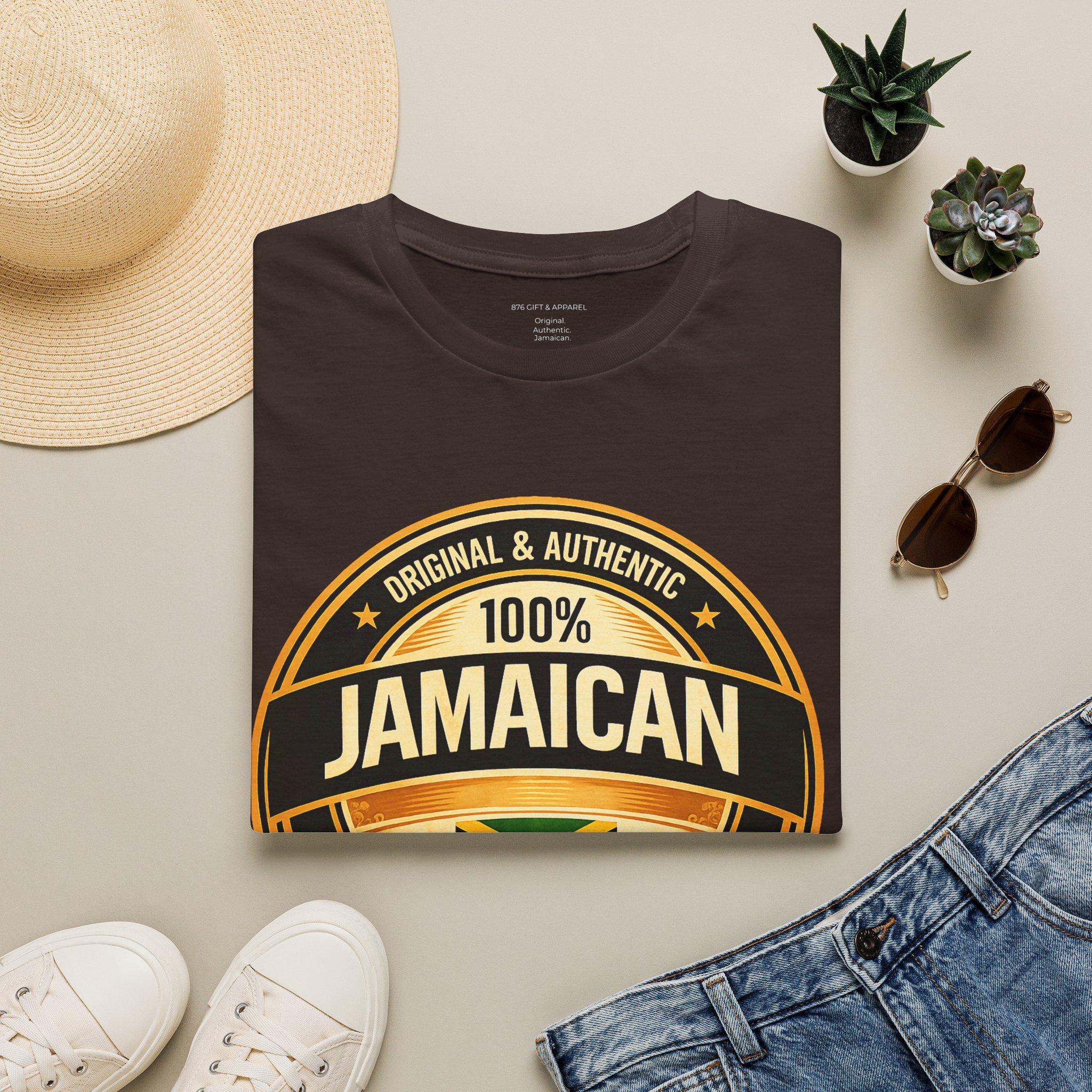 100% Jamaican Flag Emblem T-Shirt, Vintage Caribbean Pride Apparel, product view 11