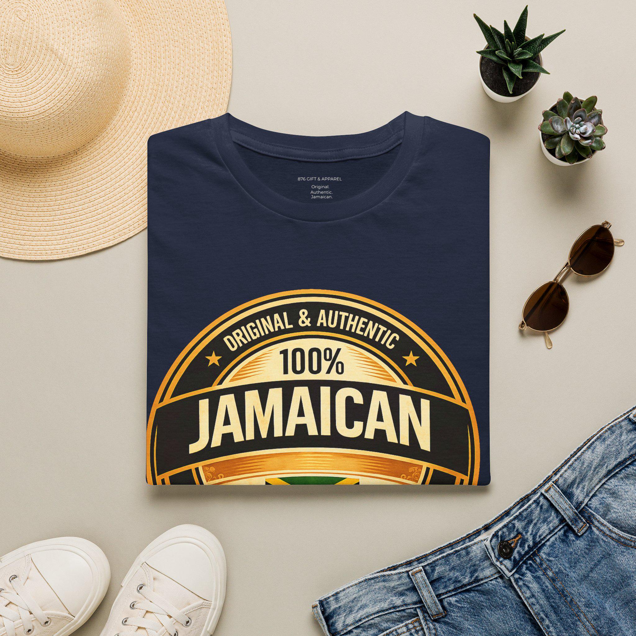 100% Jamaican Flag Emblem T-Shirt, Vintage Caribbean Pride Apparel, product view 15
