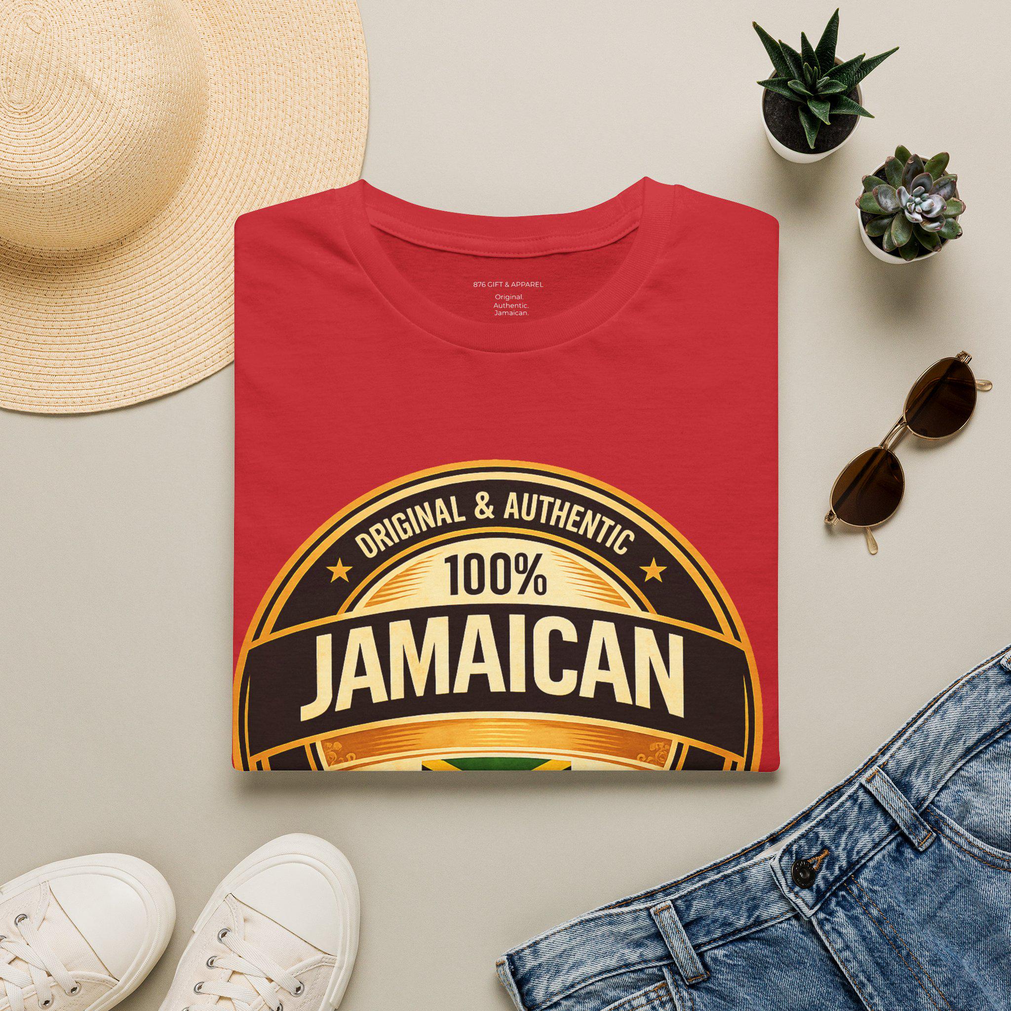 100% Jamaican Flag Emblem T-Shirt, Vintage Caribbean Pride Apparel, product view 16
