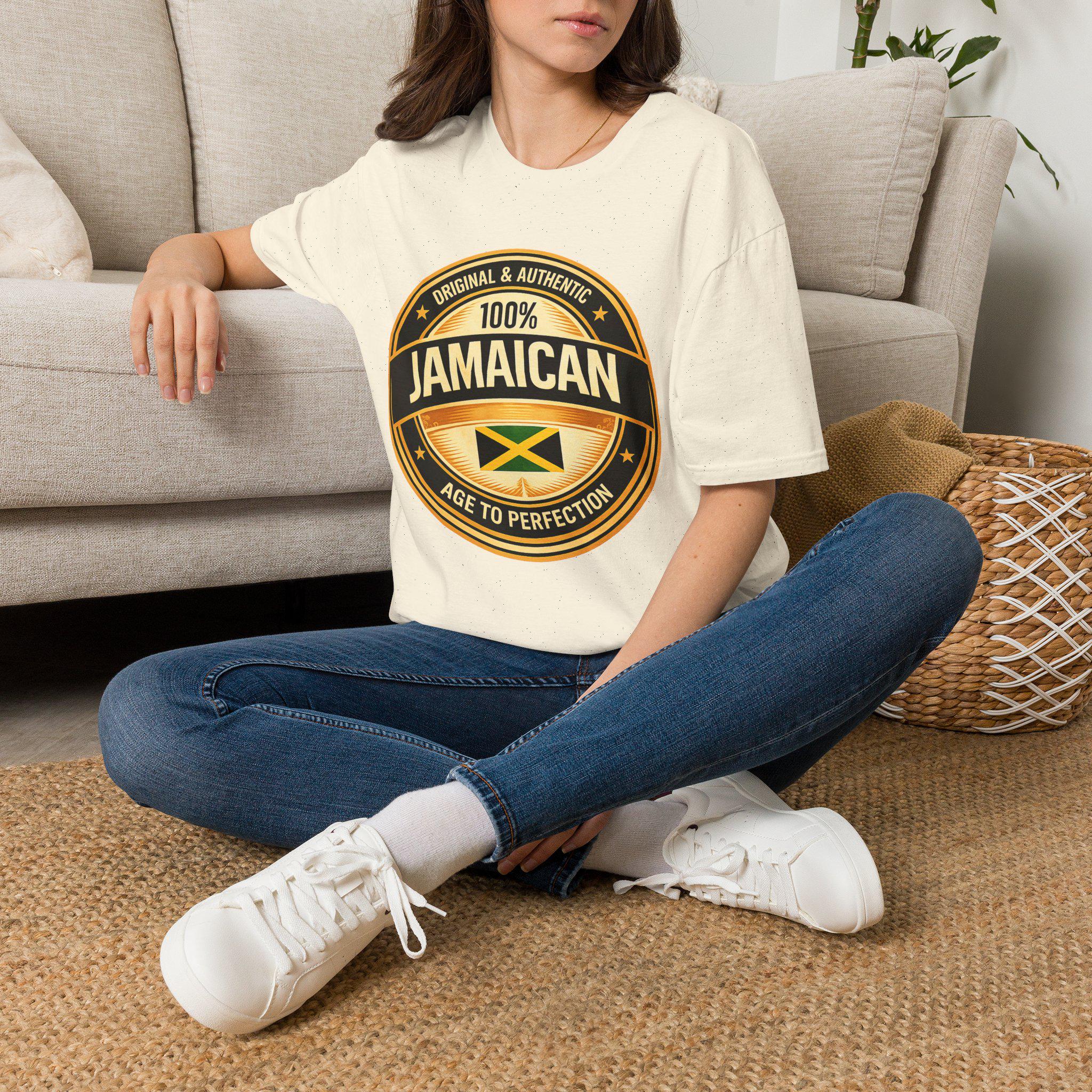 100% Jamaican Flag Emblem T-Shirt, Vintage Caribbean Pride Apparel, product view 17