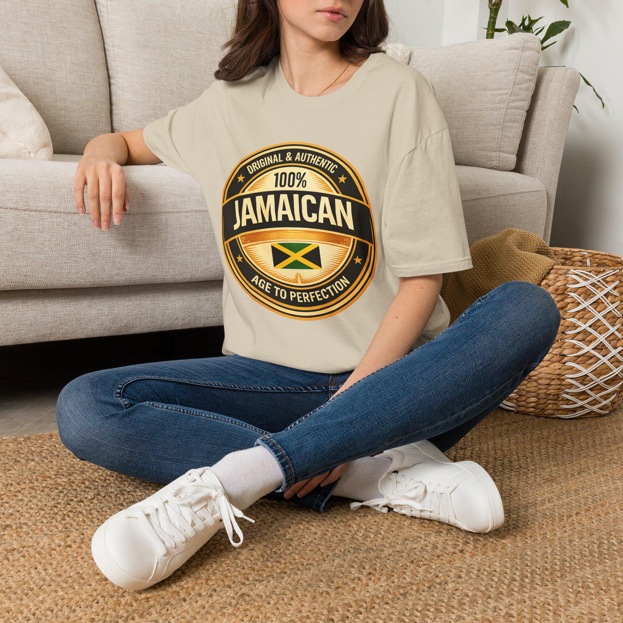 100% Jamaican Flag Emblem T-Shirt, Vintage Caribbean Pride Apparel, product view 18