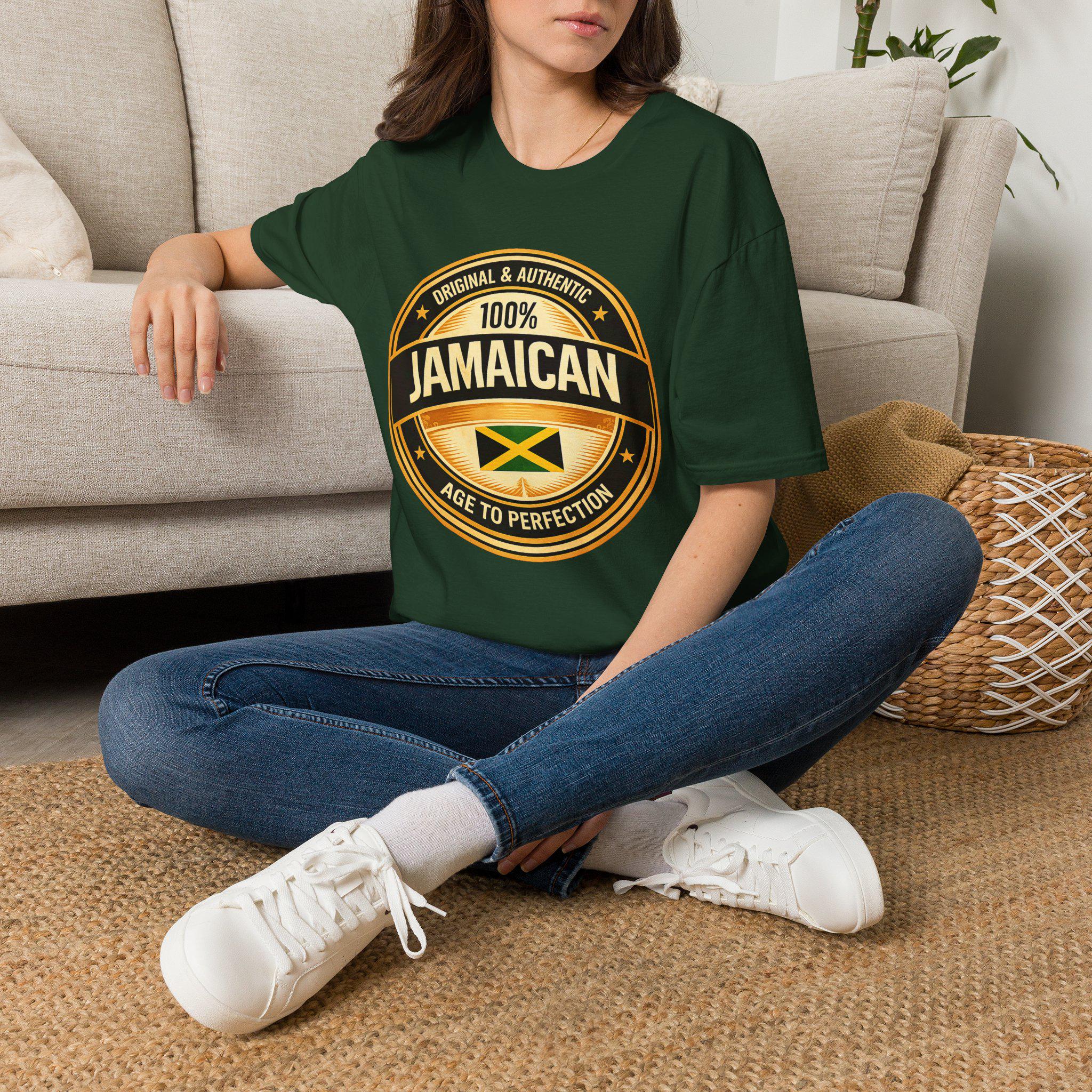100% Jamaican Flag Emblem T-Shirt, Vintage Caribbean Pride Apparel, product view 19