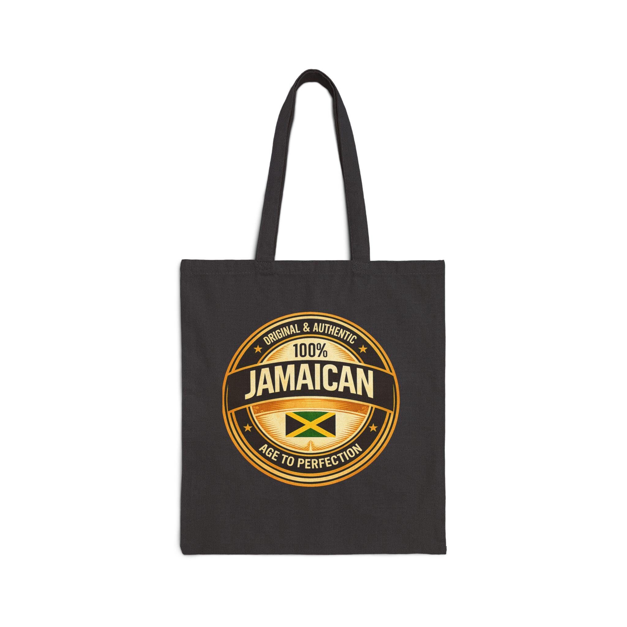 Jamaican Flag Canvas Tote Bag, 100% Cotton Heritage Carryall