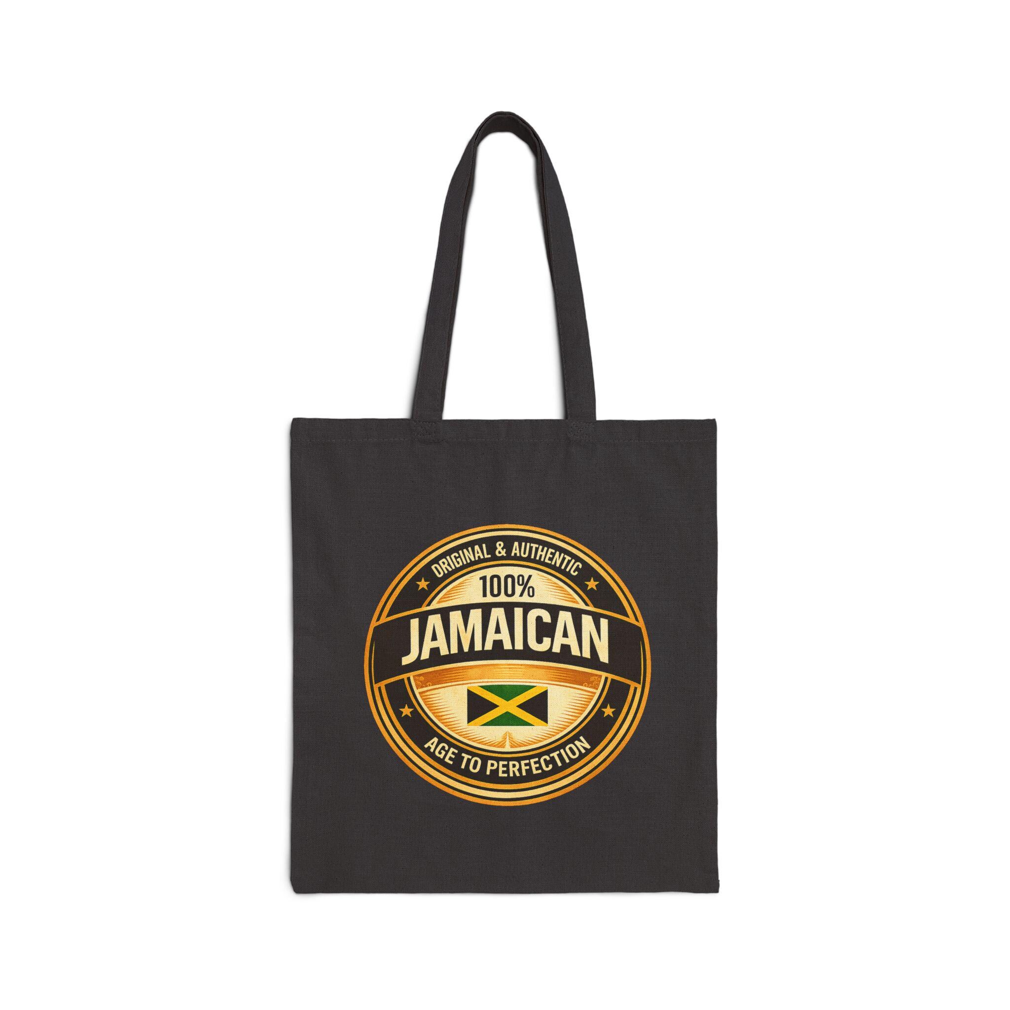 Jamaican Flag Canvas Tote Bag, 100% Cotton Heritage Carryall, product view 3