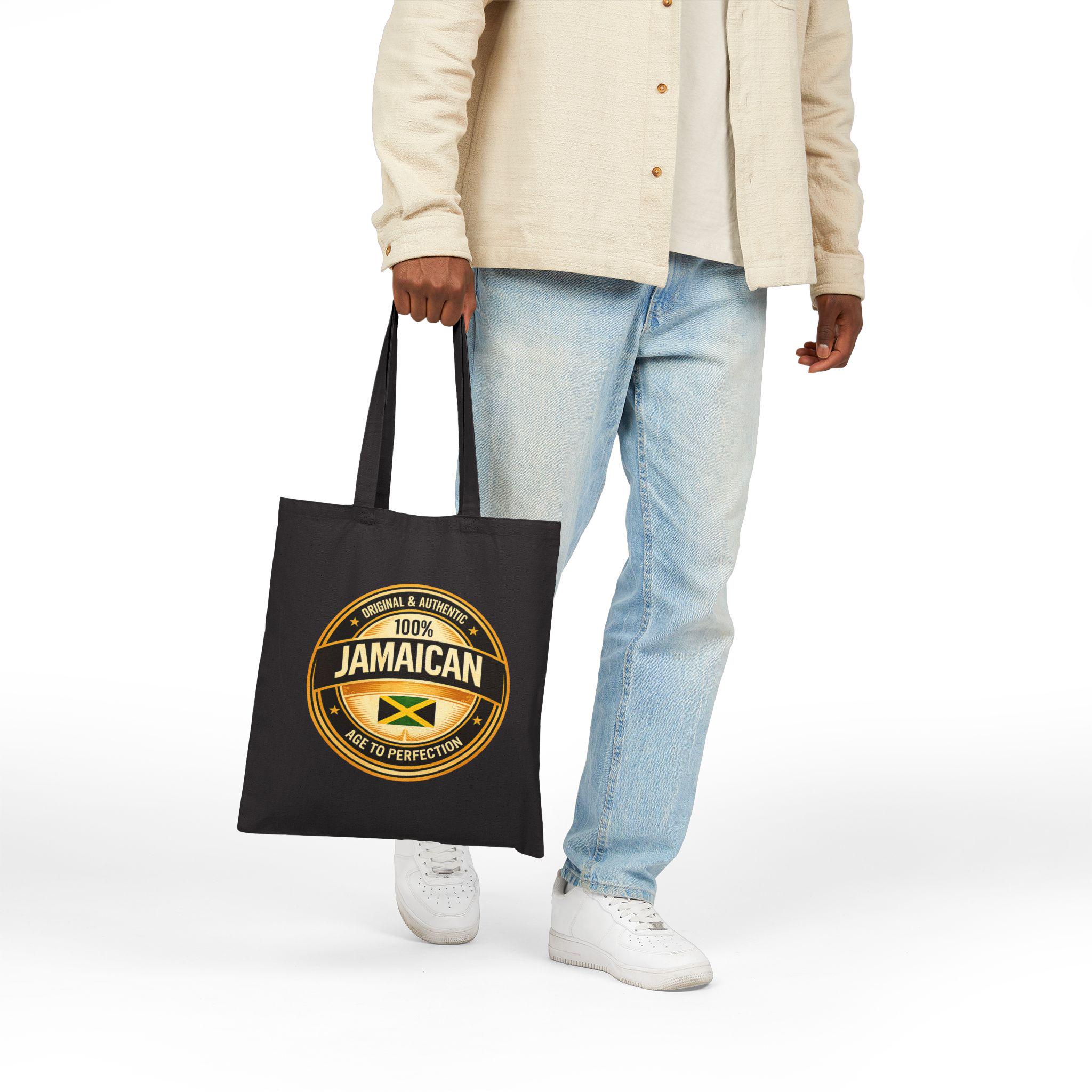 Jamaican Flag Canvas Tote Bag, 100% Cotton Heritage Carryall, product view 10