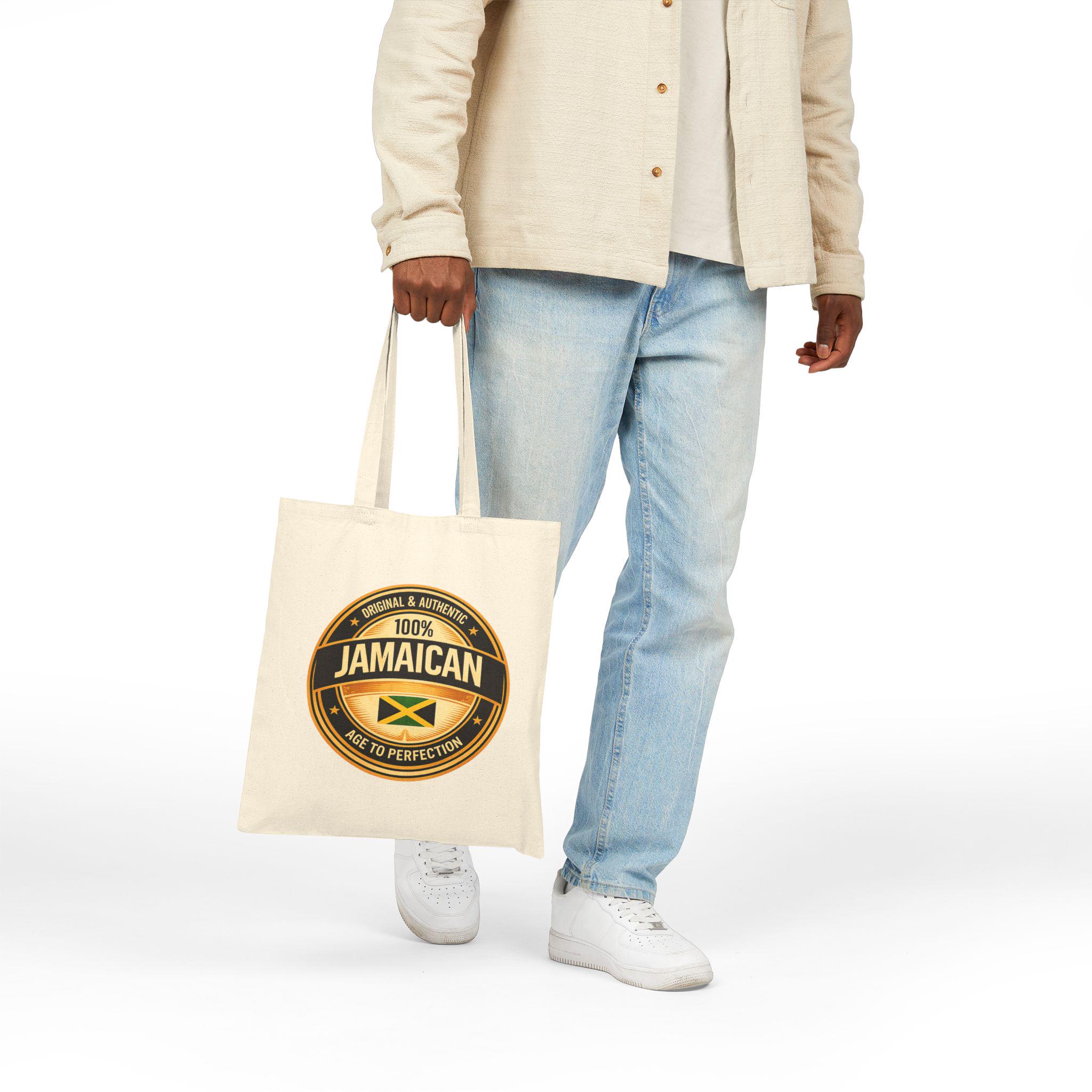 Jamaican Flag Canvas Tote Bag, 100% Cotton Heritage Carryall, product view 11
