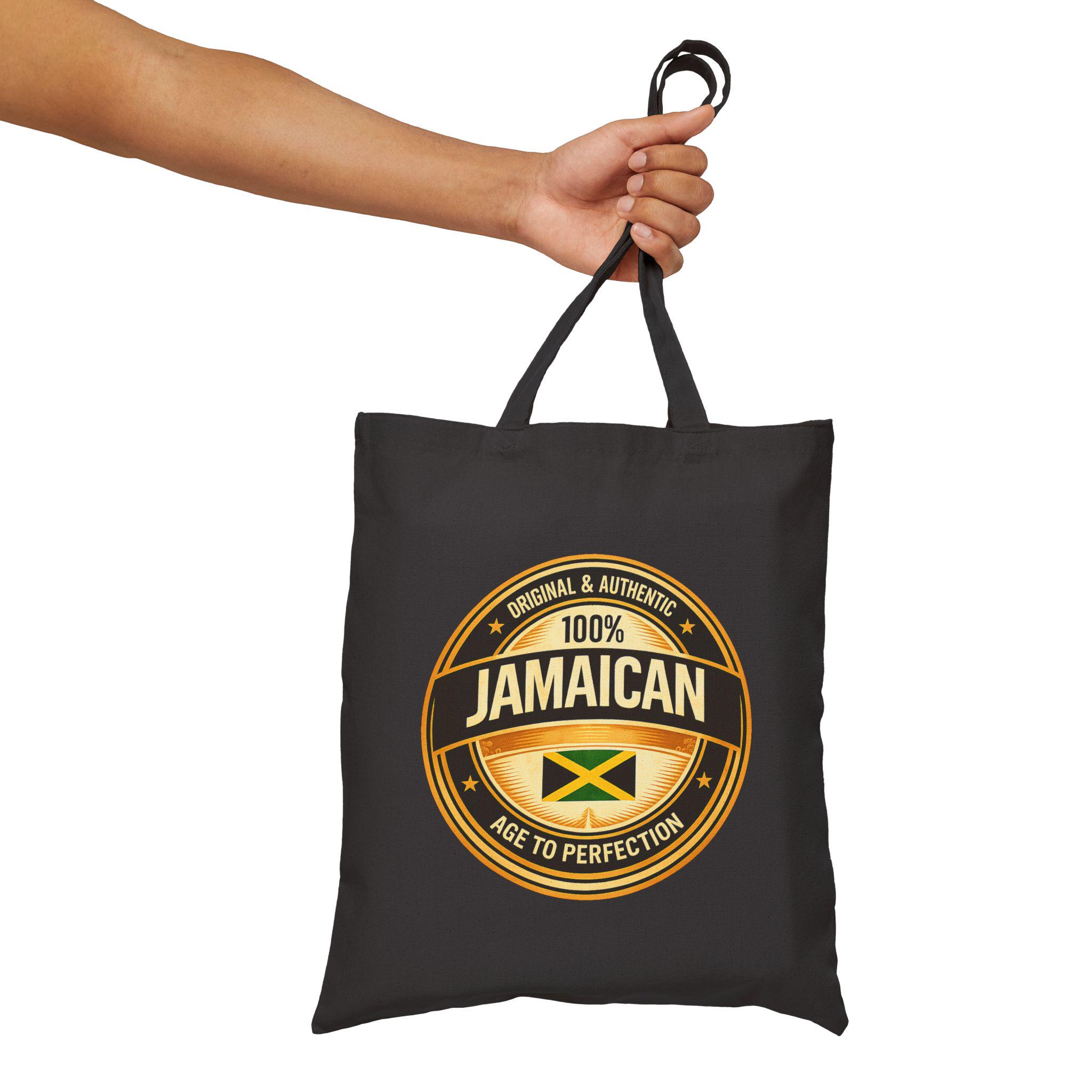 Jamaican Flag Canvas Tote Bag, 100% Cotton Heritage Carryall, product view 16