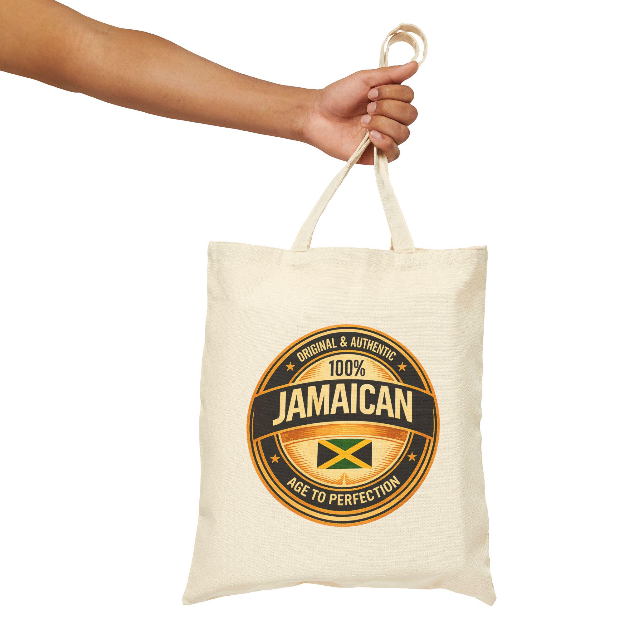 Jamaican Flag Canvas Tote Bag, 100% Cotton Heritage Carryall, product view 17