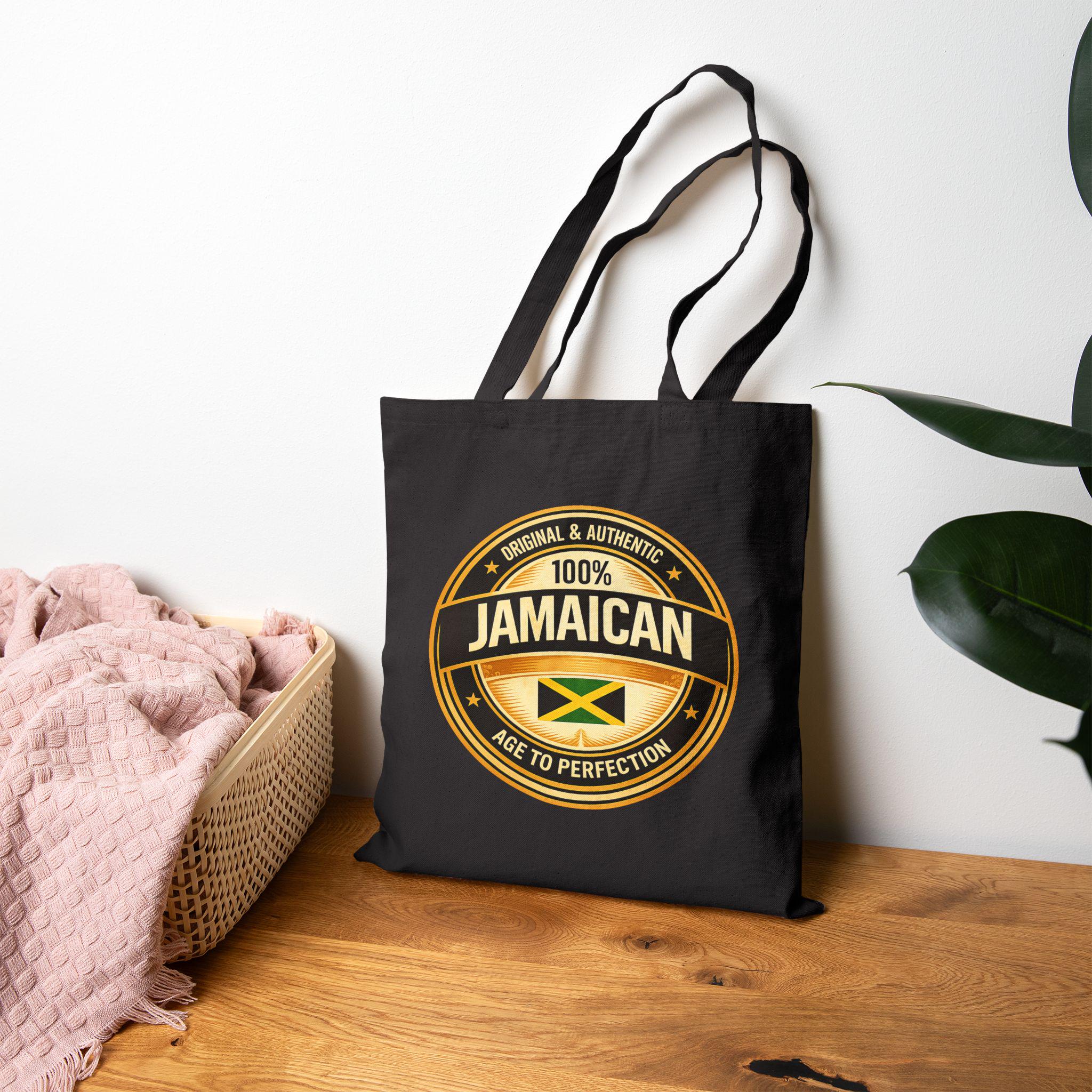 Jamaican Flag Canvas Tote Bag, 100% Cotton Heritage Carryall, product view 18
