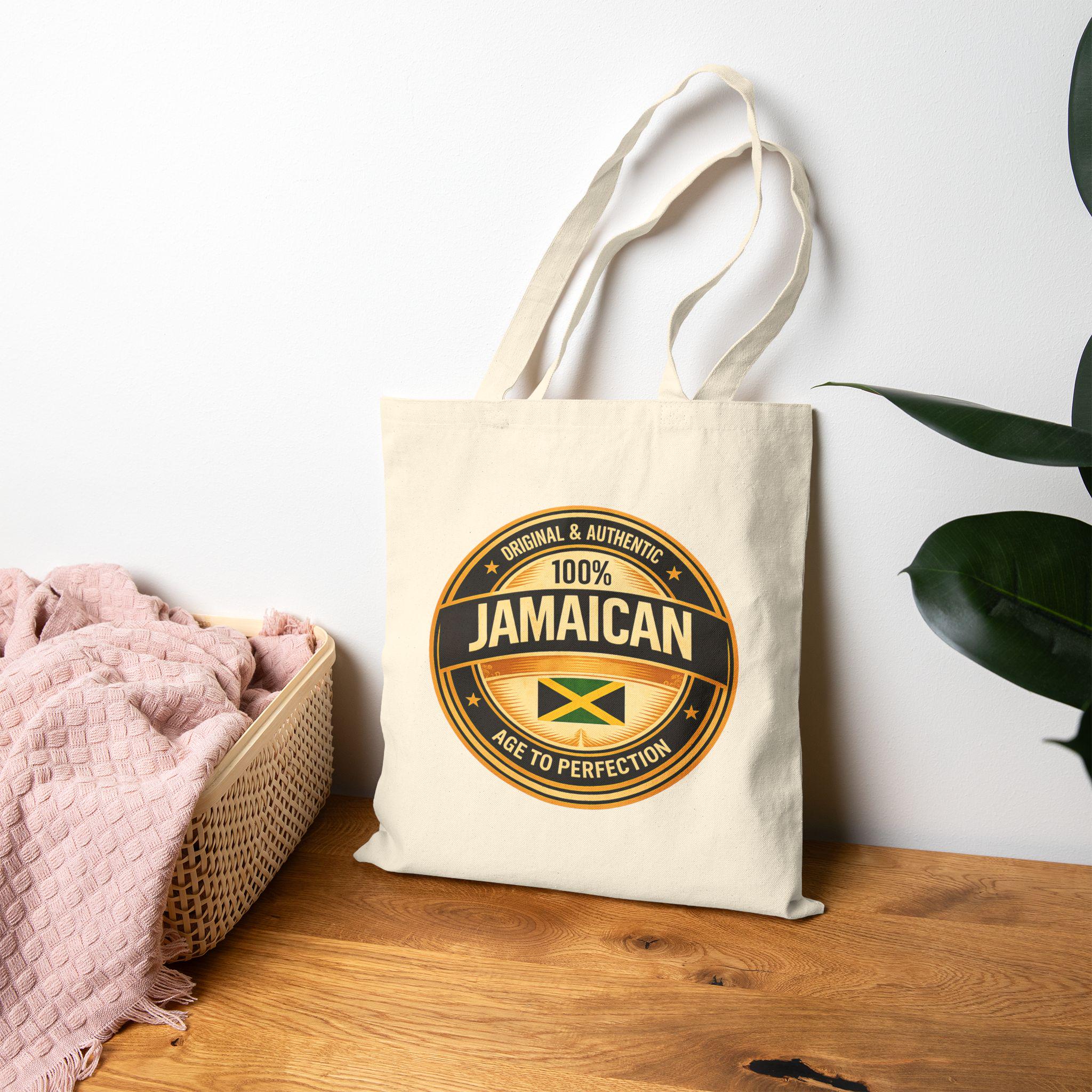 Jamaican Flag Canvas Tote Bag, 100% Cotton Heritage Carryall, product view 19