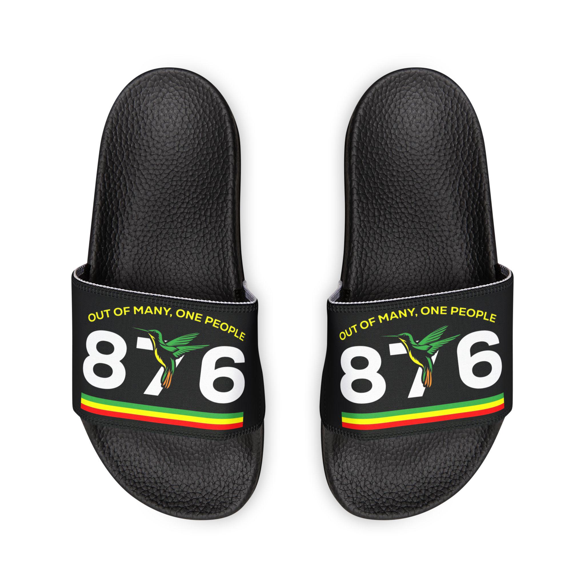 Jamaican Flag Slides, 876 Area Code Beach Pool Sandals, Removable Straps