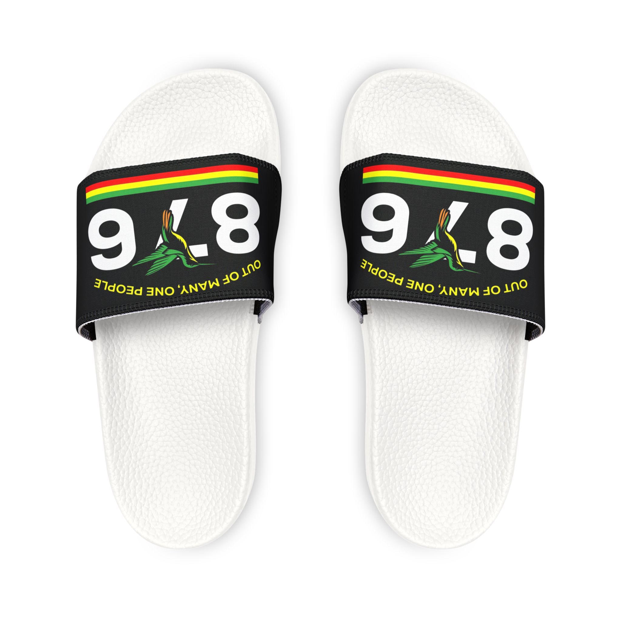 Jamaican Flag Slides, 876 Area Code Beach Pool Sandals, Removable Straps, product view 3