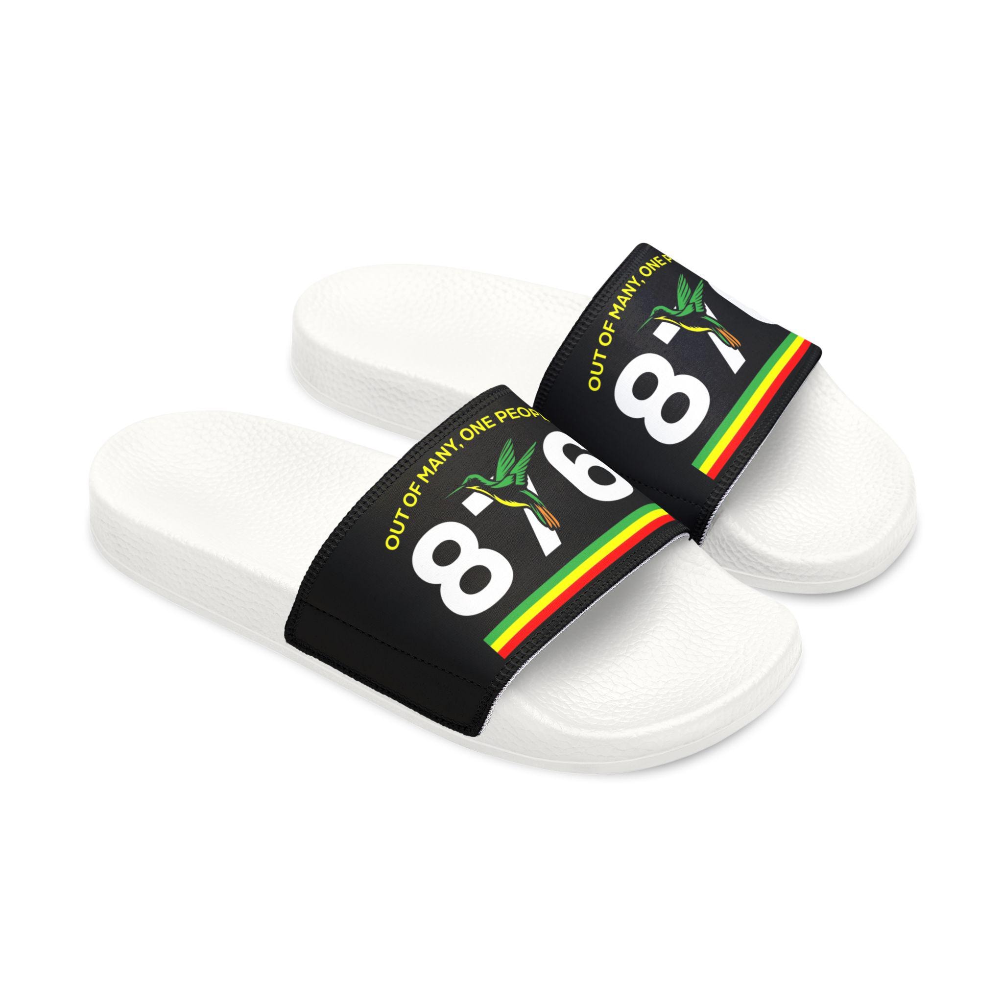 Jamaican Flag Slides, 876 Area Code Beach Pool Sandals, Removable Straps, product view 10
