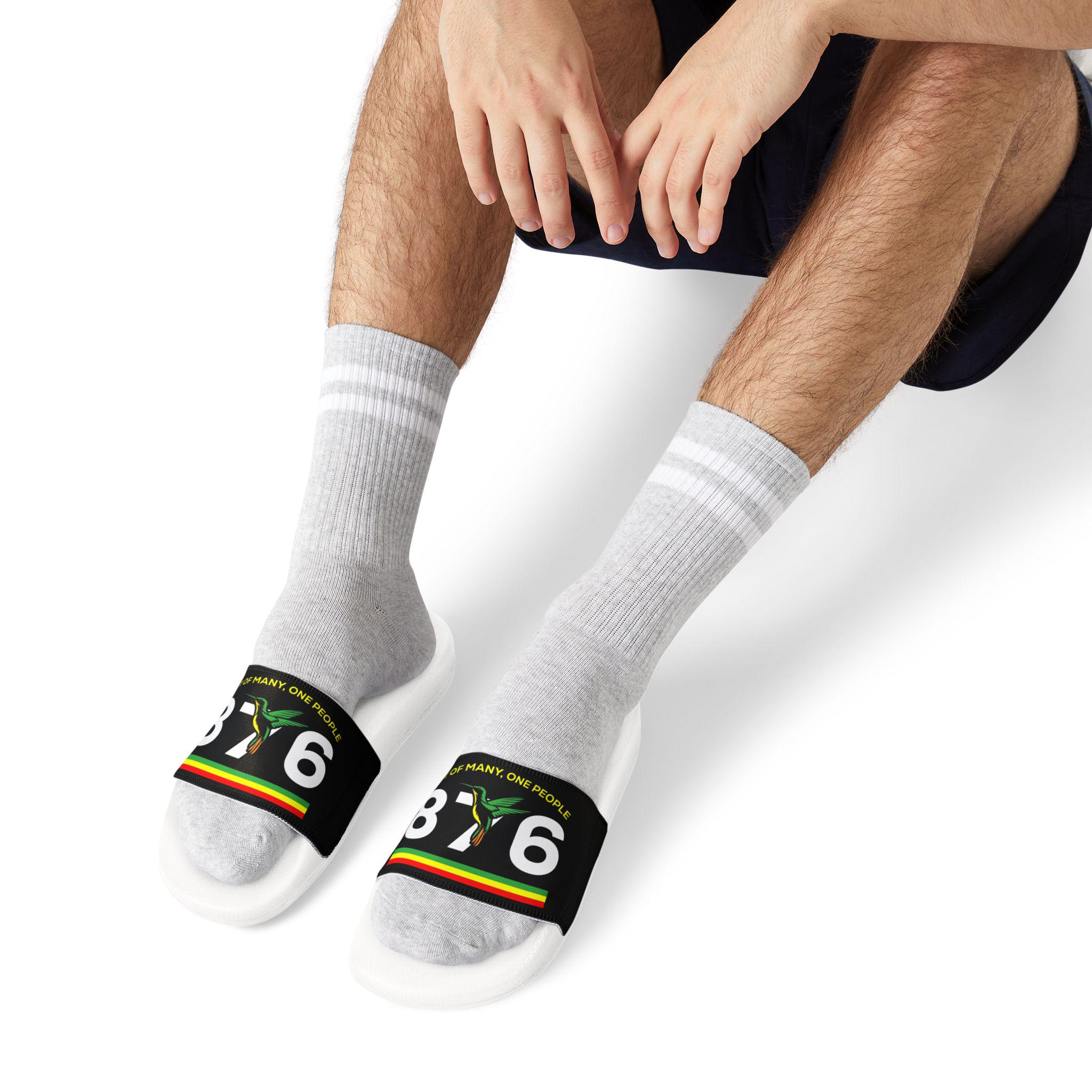 Jamaican Flag Slides, 876 Area Code Beach Pool Sandals, Removable Straps, product view 14