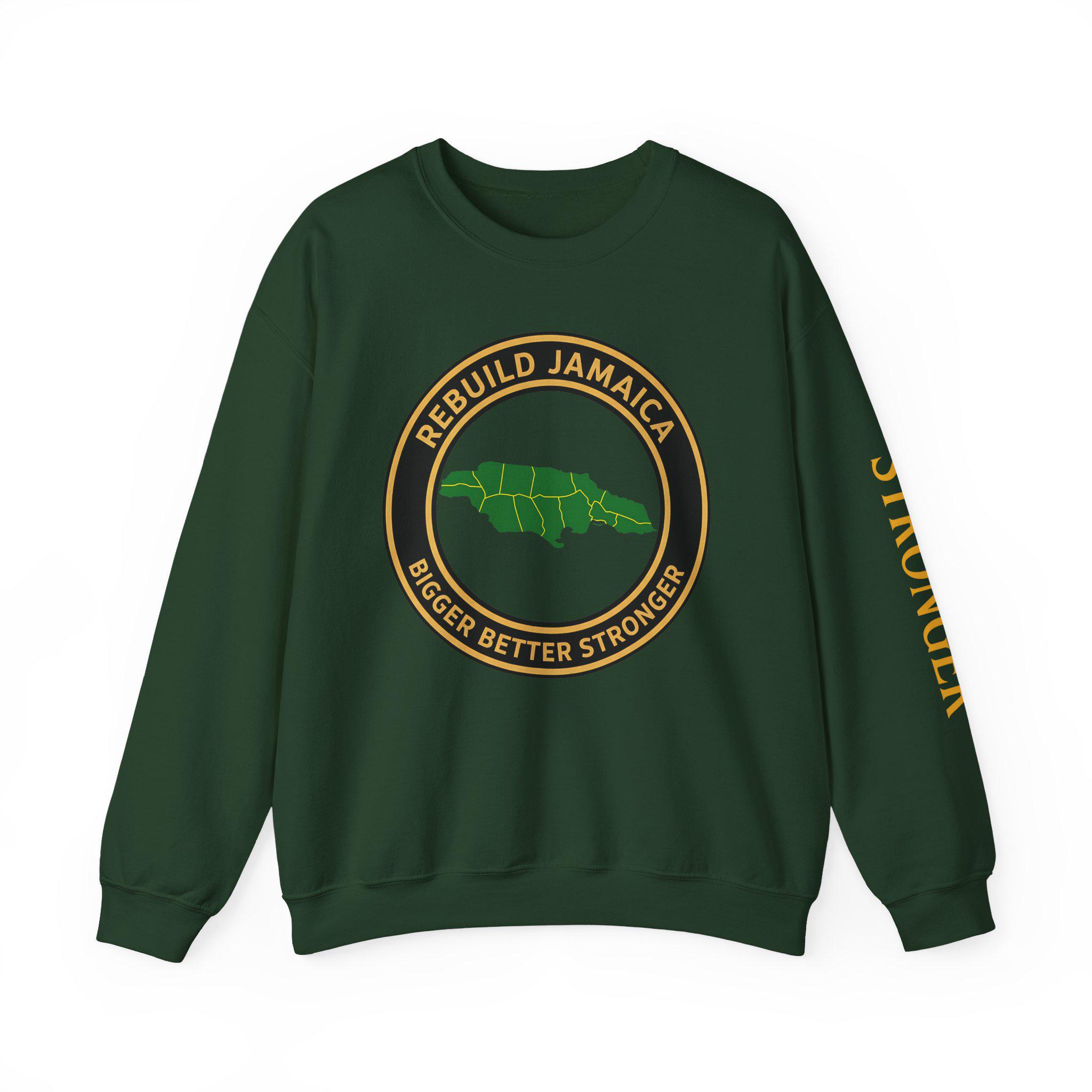 Rebuild Jamaica Cotton Crewneck Sweatshirt. We Will Rise Again. Resilience Design Unisex Pullover
