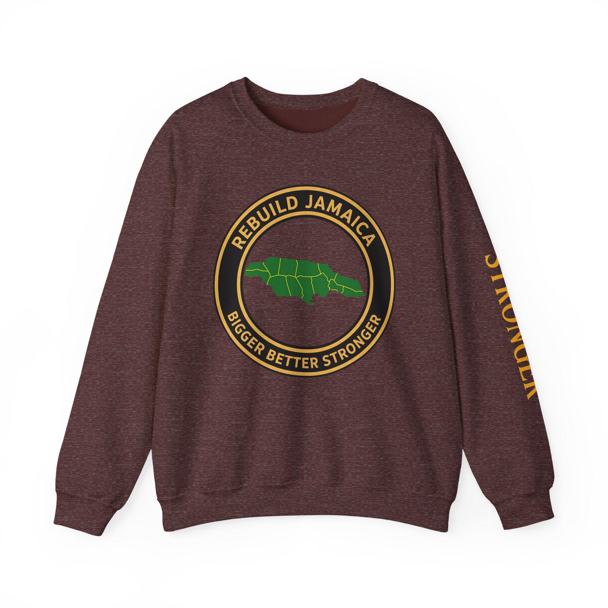 Rebuild Jamaica Cotton Crewneck Sweatshirt. We Will Rise Again. Resilience Design Unisex Pullover, product view 4