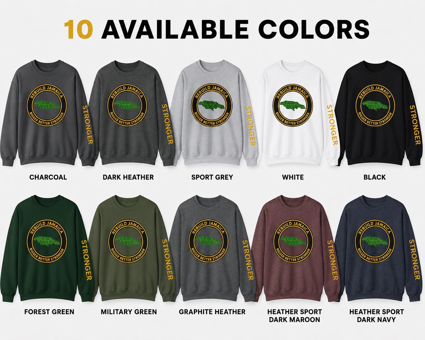 Rebuild Jamaica Cotton Crewneck Sweatshirt. We Will Rise Again. Resilience Design Unisex Pullover, product view 5