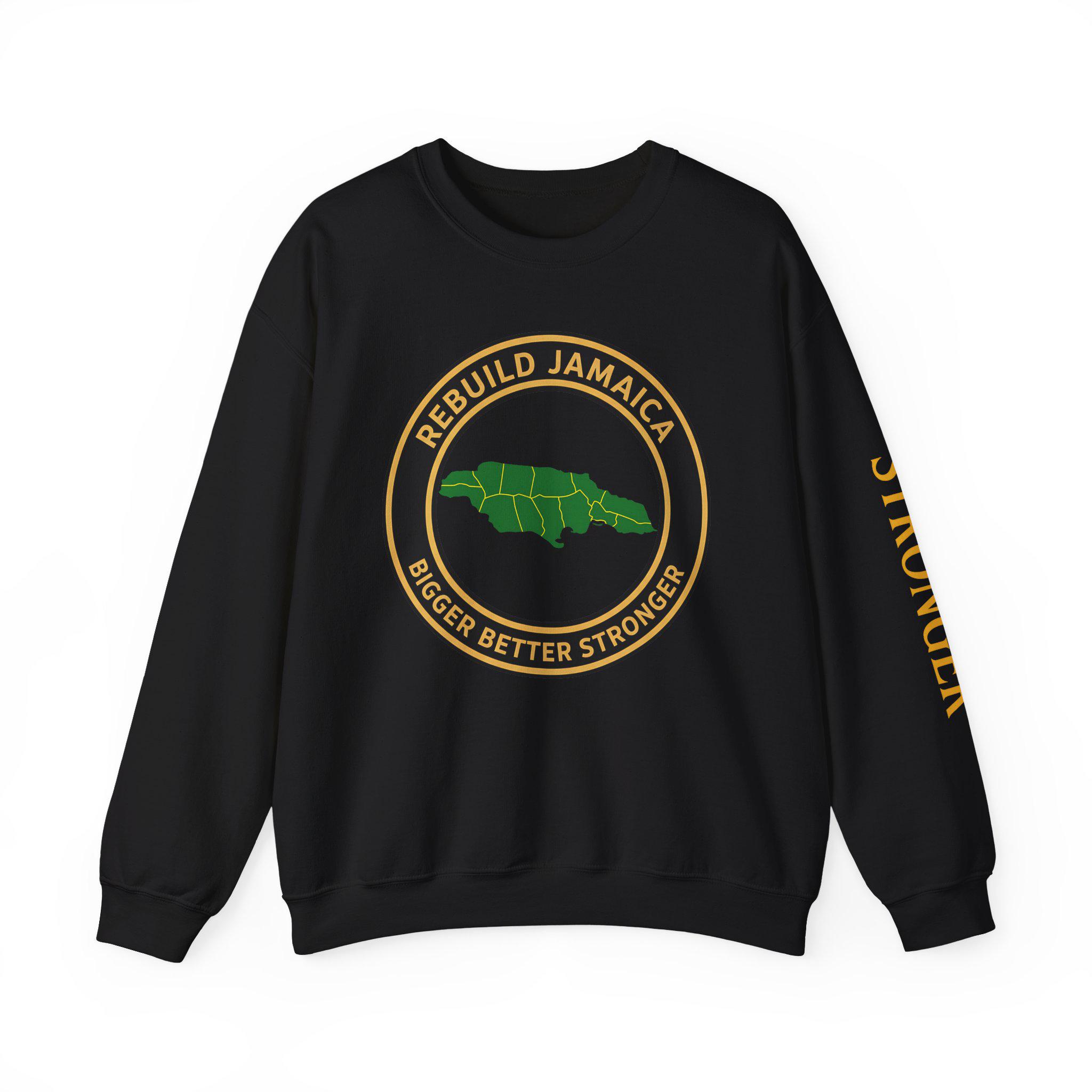 Rebuild Jamaica Cotton Crewneck Sweatshirt. We Will Rise Again. Resilience Design Unisex Pullover, product view 6