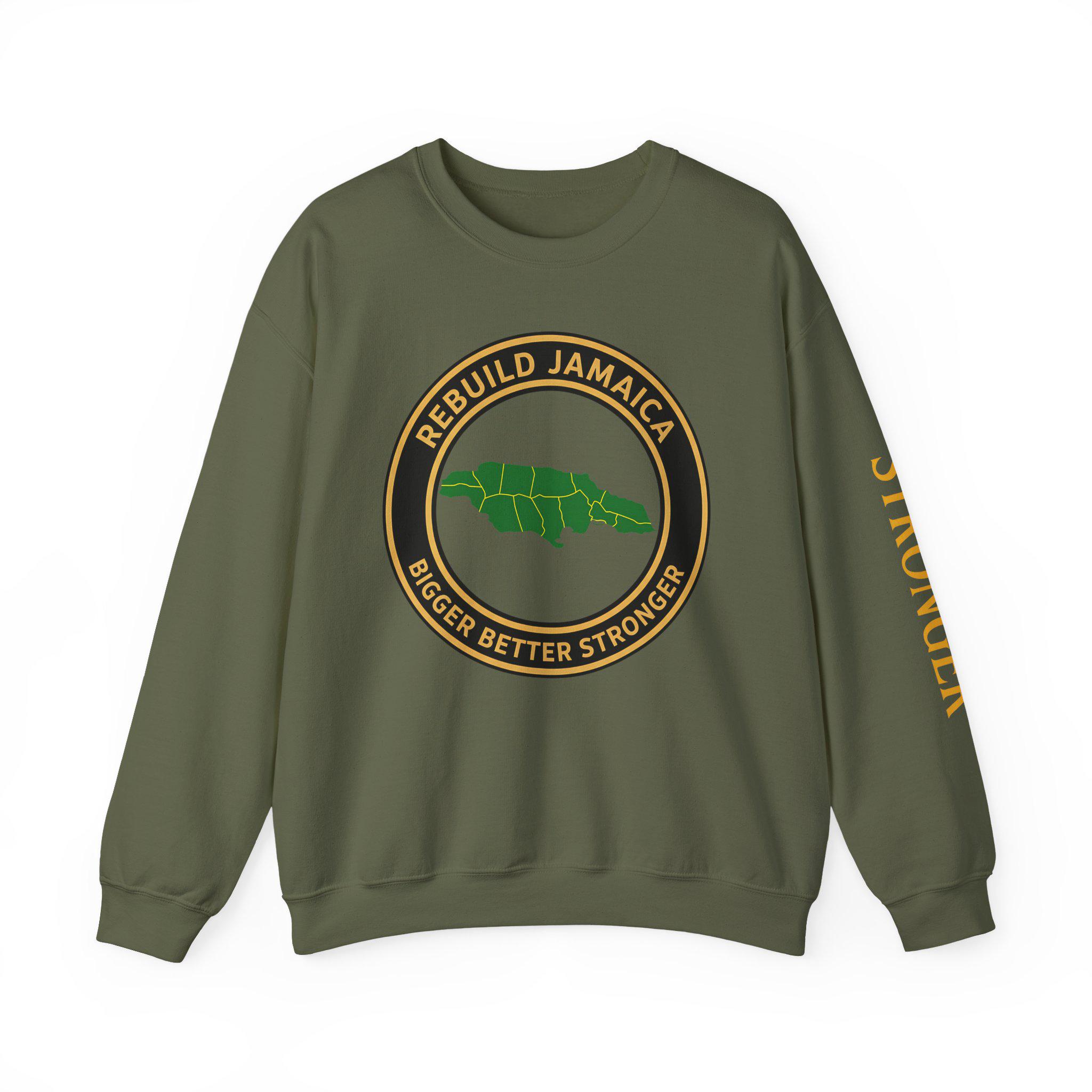 Rebuild Jamaica Cotton Crewneck Sweatshirt. We Will Rise Again. Resilience Design Unisex Pullover, product view 10