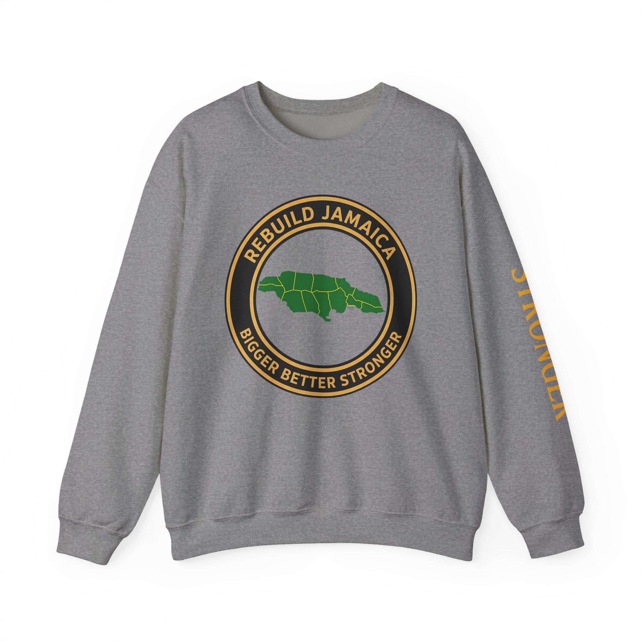 Rebuild Jamaica Cotton Crewneck Sweatshirt. We Will Rise Again. Resilience Design Unisex Pullover, product view 13