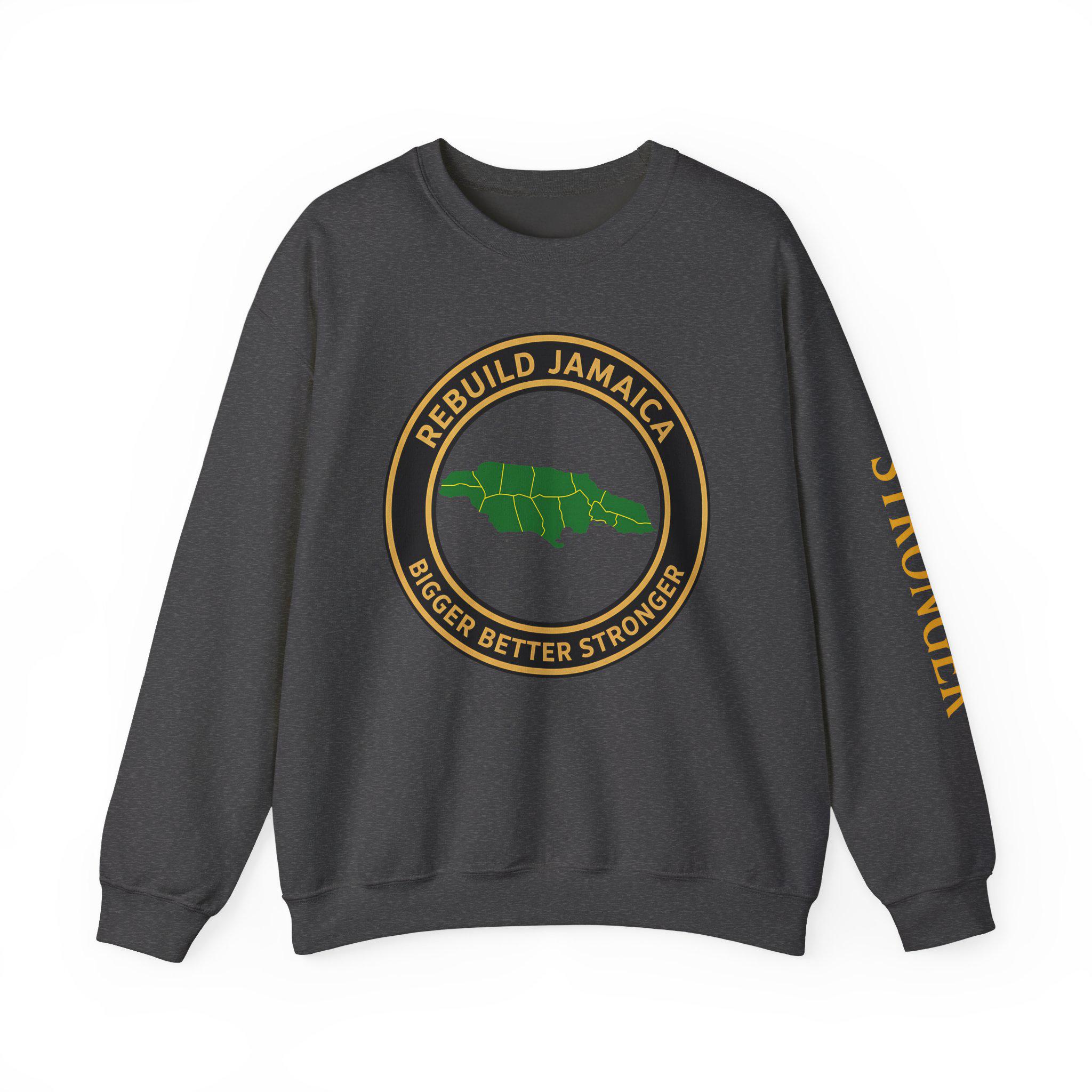 Rebuild Jamaica Cotton Crewneck Sweatshirt. We Will Rise Again. Resilience Design Unisex Pullover, product view 15