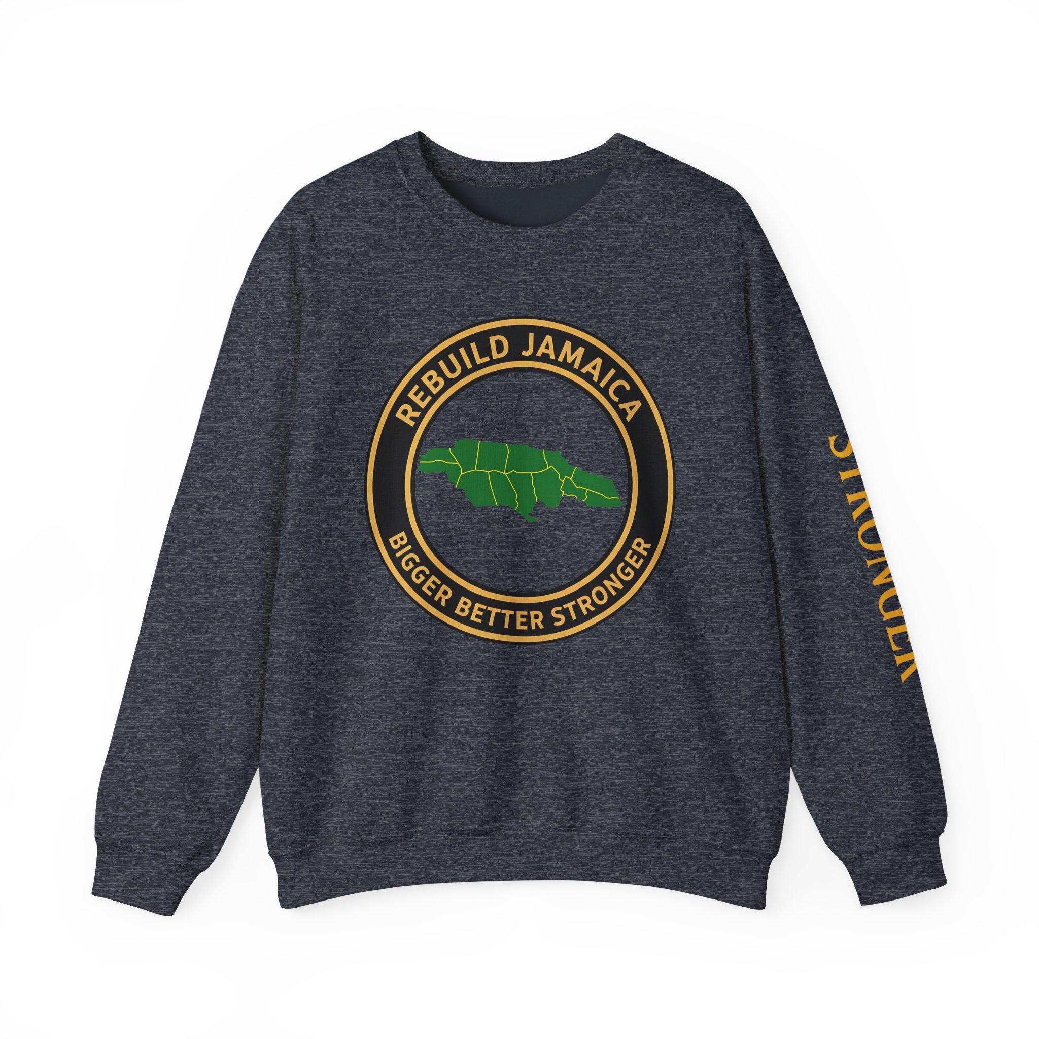 Rebuild Jamaica Cotton Crewneck Sweatshirt. We Will Rise Again. Resilience Design Unisex Pullover, product view 17