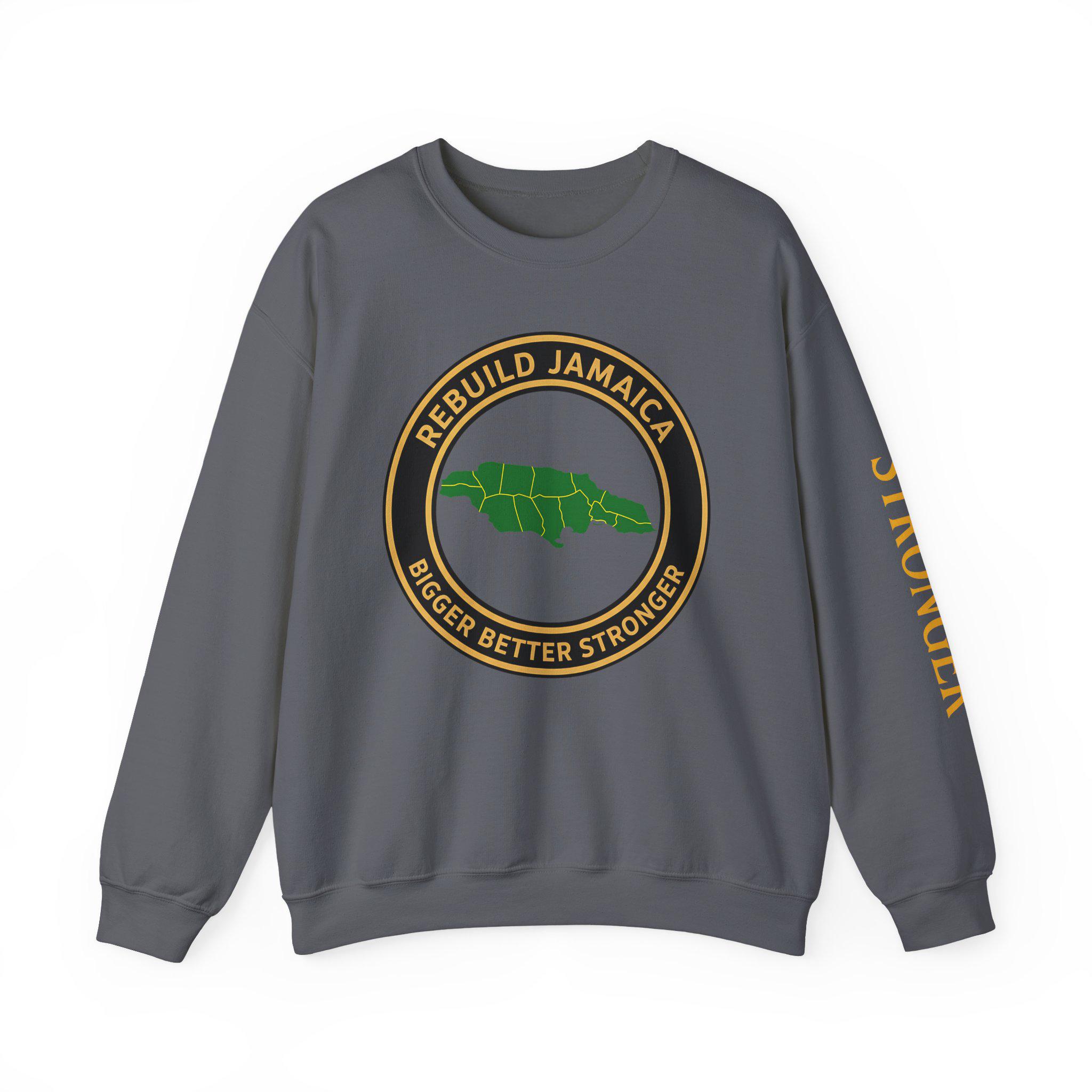 Rebuild Jamaica Cotton Crewneck Sweatshirt. We Will Rise Again. Resilience Design Unisex Pullover, product view 18