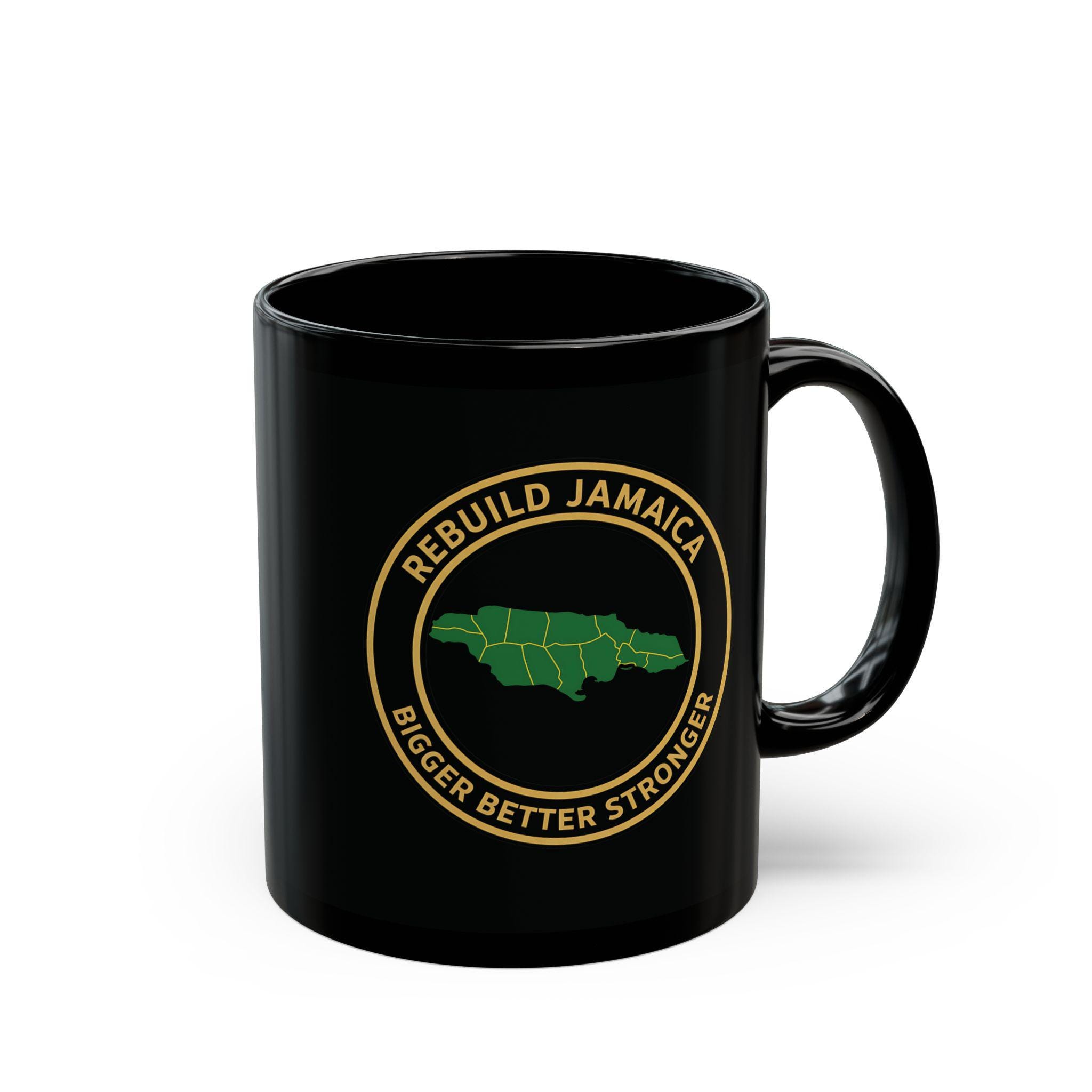 Rebuild Jamaica Coffee Mug - Bigger Better Stronger Jamaican Pride Black Ceramic Cup, 11 & 15oz Island Souvenir Heritage Gift, product view 6