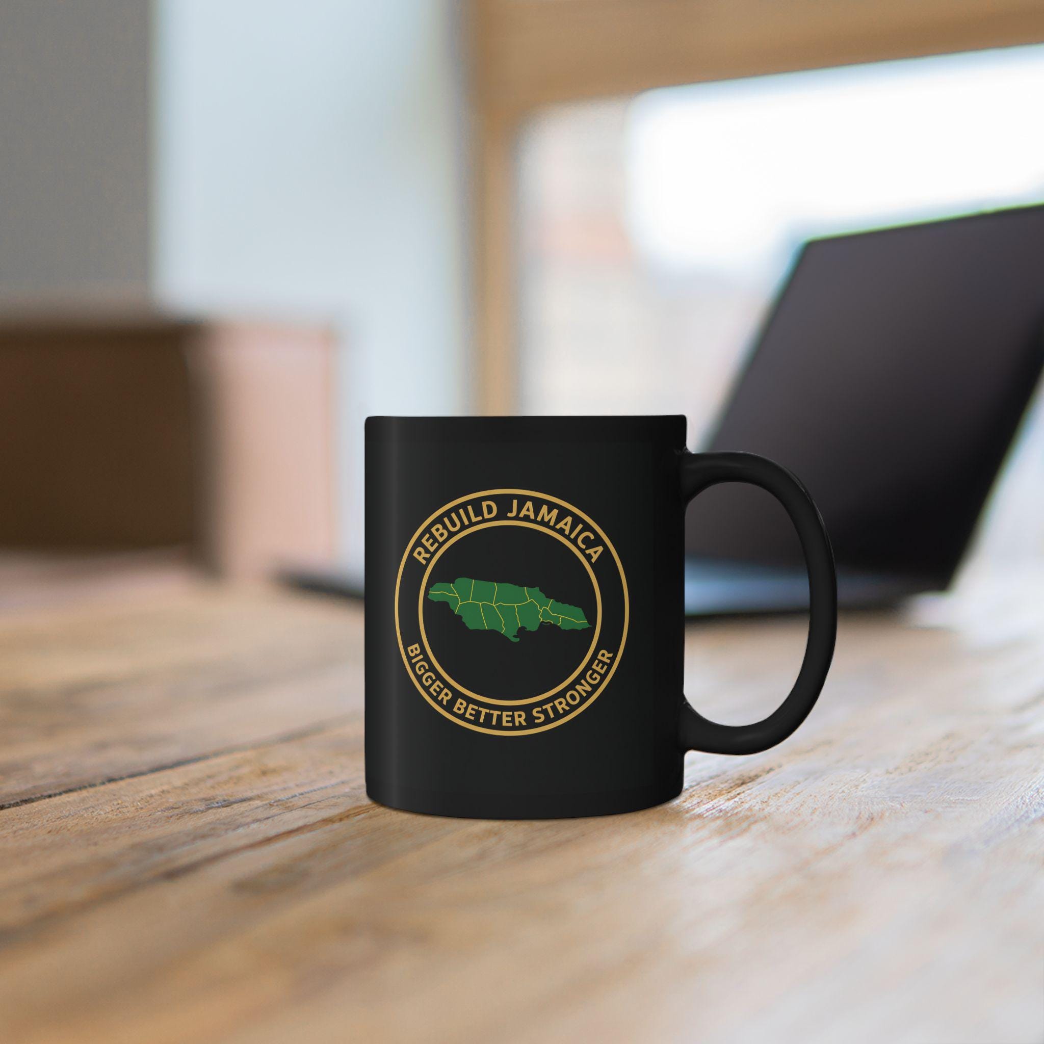 Rebuild Jamaica Coffee Mug - Bigger Better Stronger Jamaican Pride Black Ceramic Cup, 11 & 15oz Island Souvenir Heritage Gift, product view 8