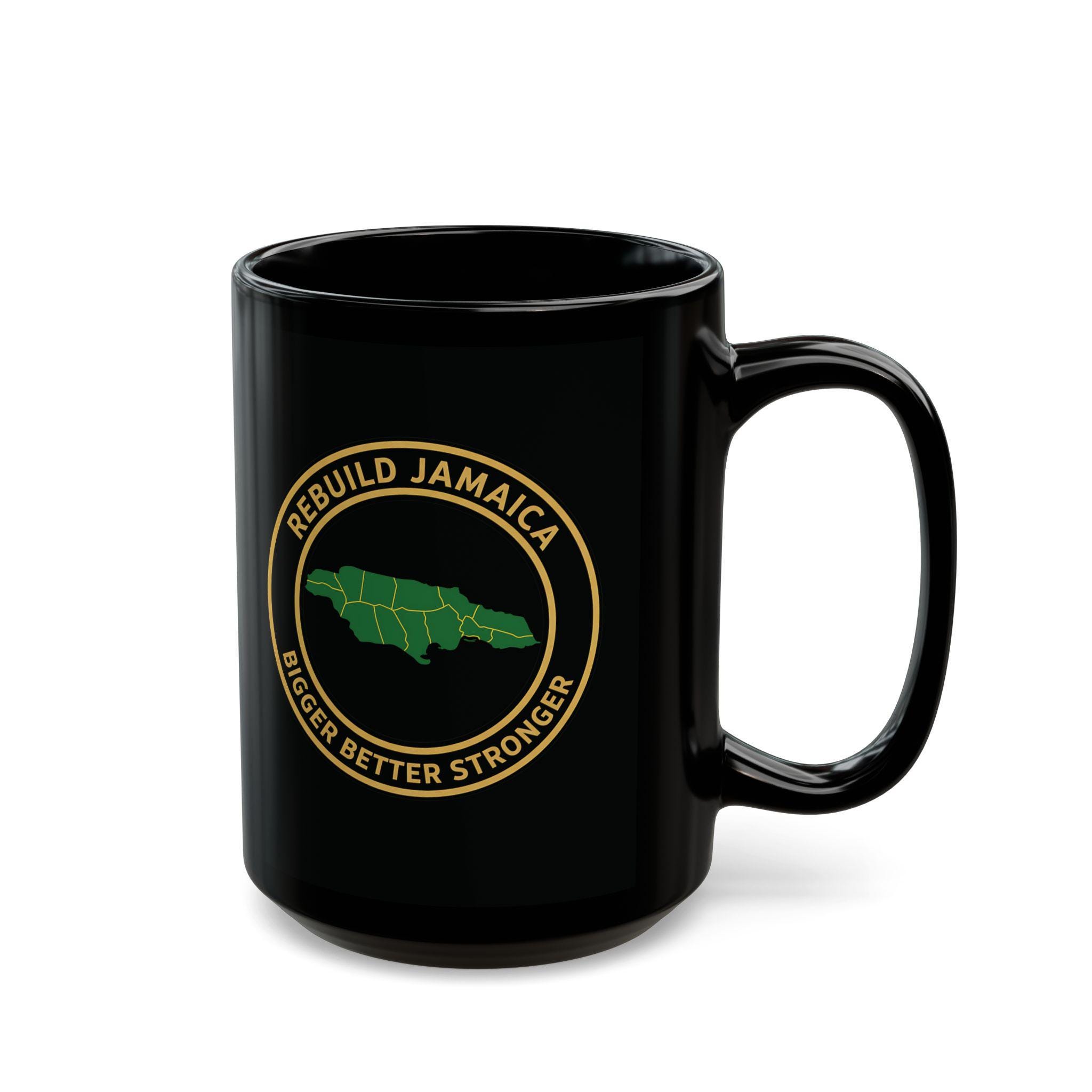 Rebuild Jamaica Coffee Mug - Bigger Better Stronger Jamaican Pride Black Ceramic Cup, 11 & 15oz Island Souvenir Heritage Gift, product view 10