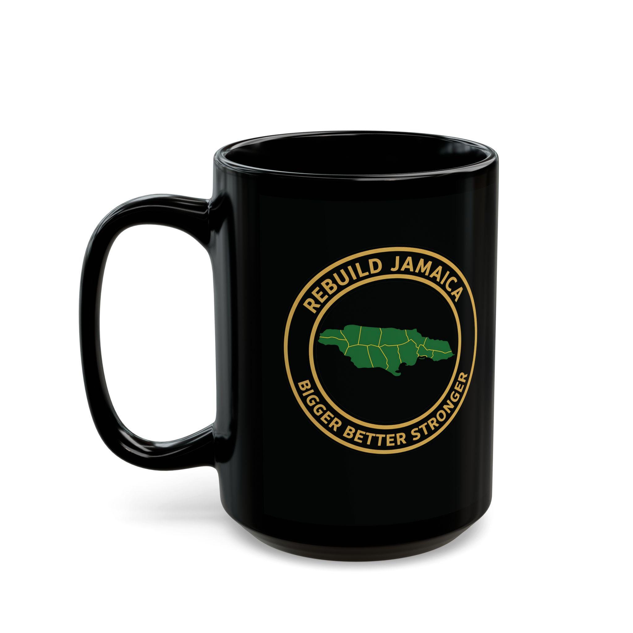 Rebuild Jamaica Coffee Mug - Bigger Better Stronger Jamaican Pride Black Ceramic Cup, 11 & 15oz Island Souvenir Heritage Gift, product view 11