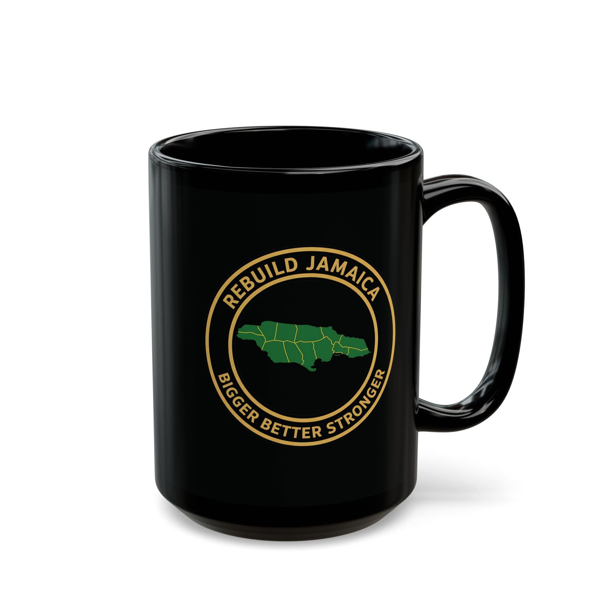 Rebuild Jamaica Coffee Mug - Bigger Better Stronger Jamaican Pride Black Ceramic Cup, 11 & 15oz Island Souvenir Heritage Gift, product view 13