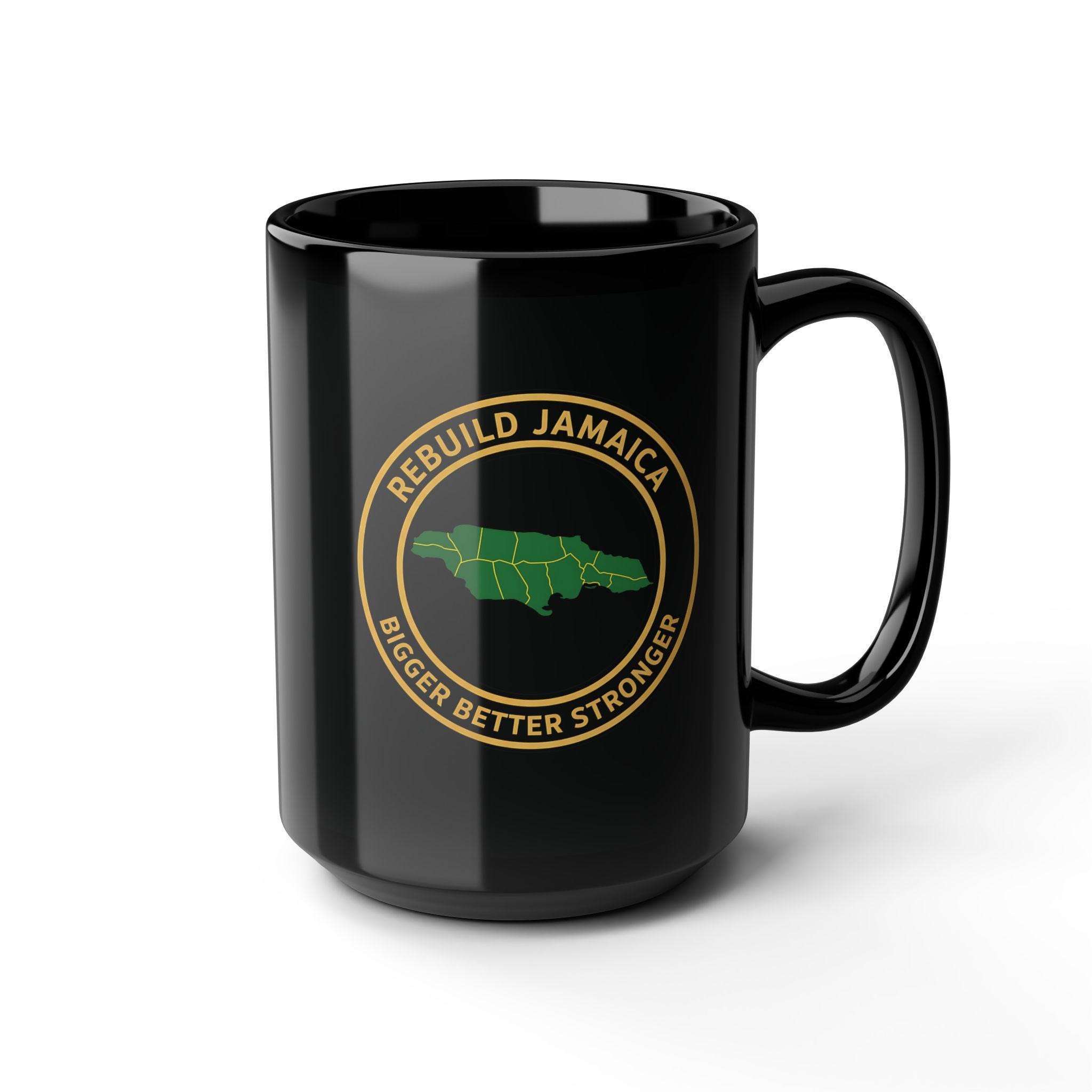 Rebuild Jamaica Coffee Mug - Bigger Better Stronger Jamaican Pride Black Ceramic Cup, 11 & 15oz Island Souvenir Heritage Gift, product view 14