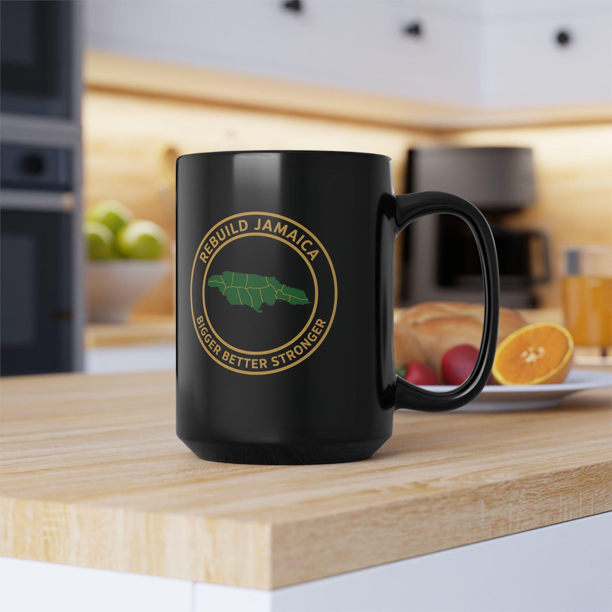 Rebuild Jamaica Coffee Mug - Bigger Better Stronger Jamaican Pride Black Ceramic Cup, 11 & 15oz Island Souvenir Heritage Gift, product view 15