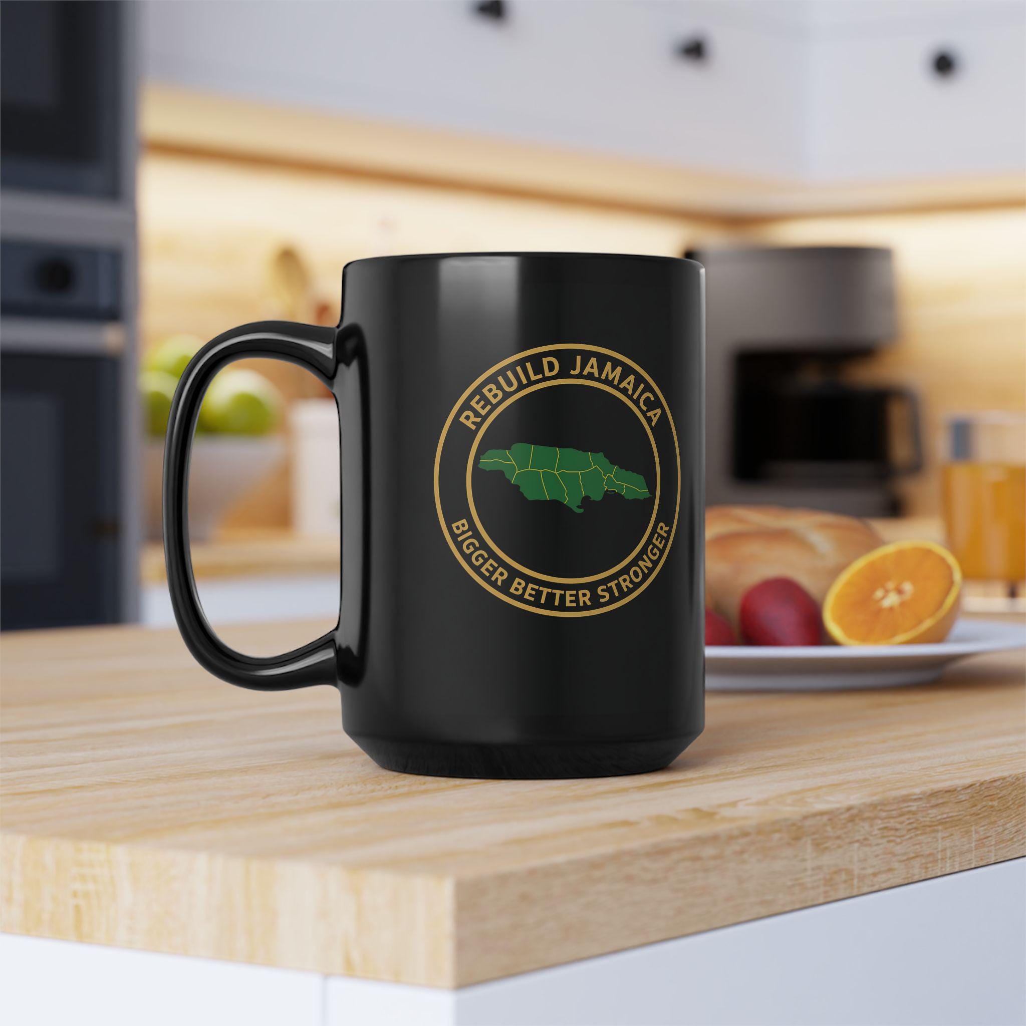 Rebuild Jamaica Coffee Mug - Bigger Better Stronger Jamaican Pride Black Ceramic Cup, 11 & 15oz Island Souvenir Heritage Gift, product view 16