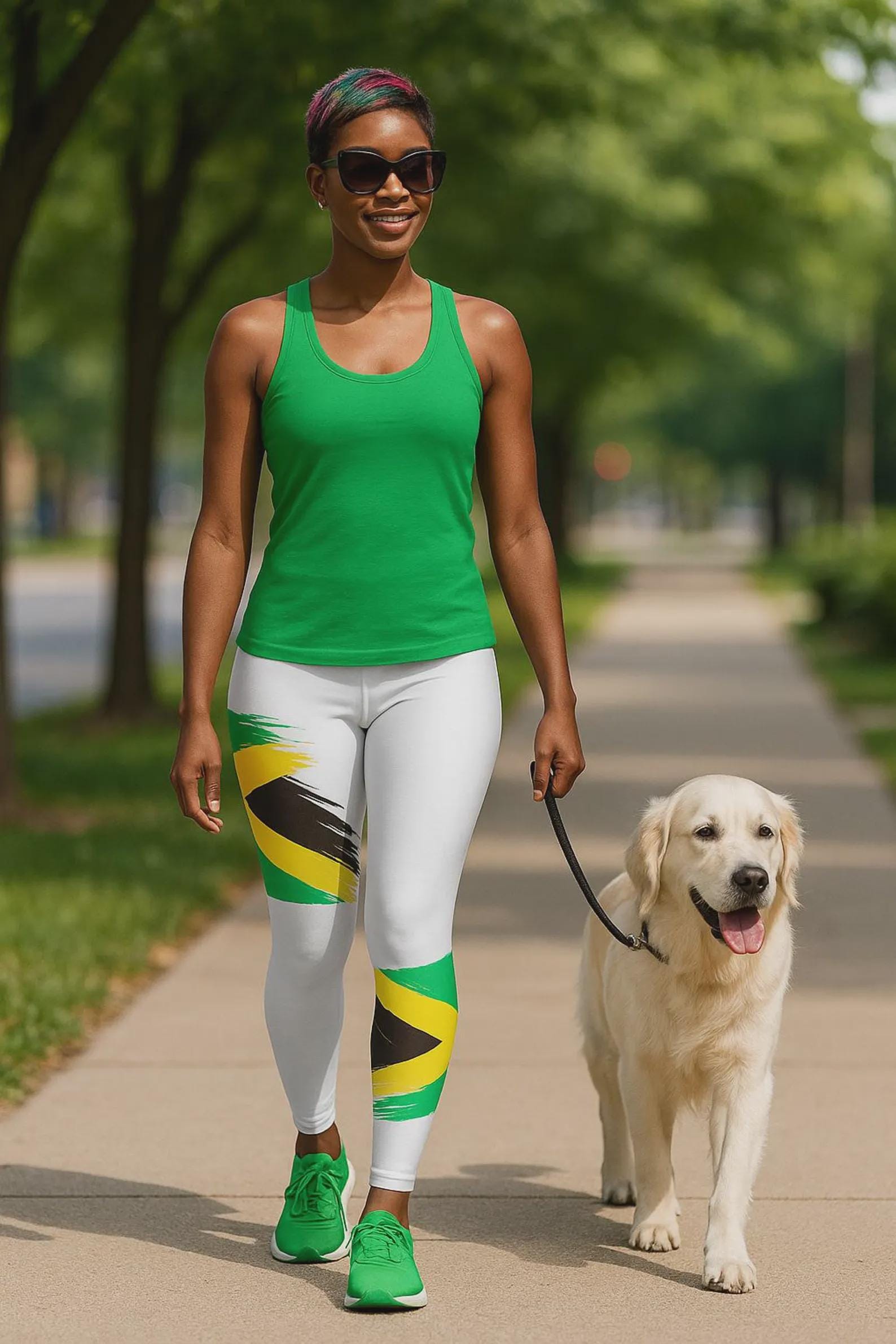 Jamaica Flag High Wasted Yoga Leggings., product view 3