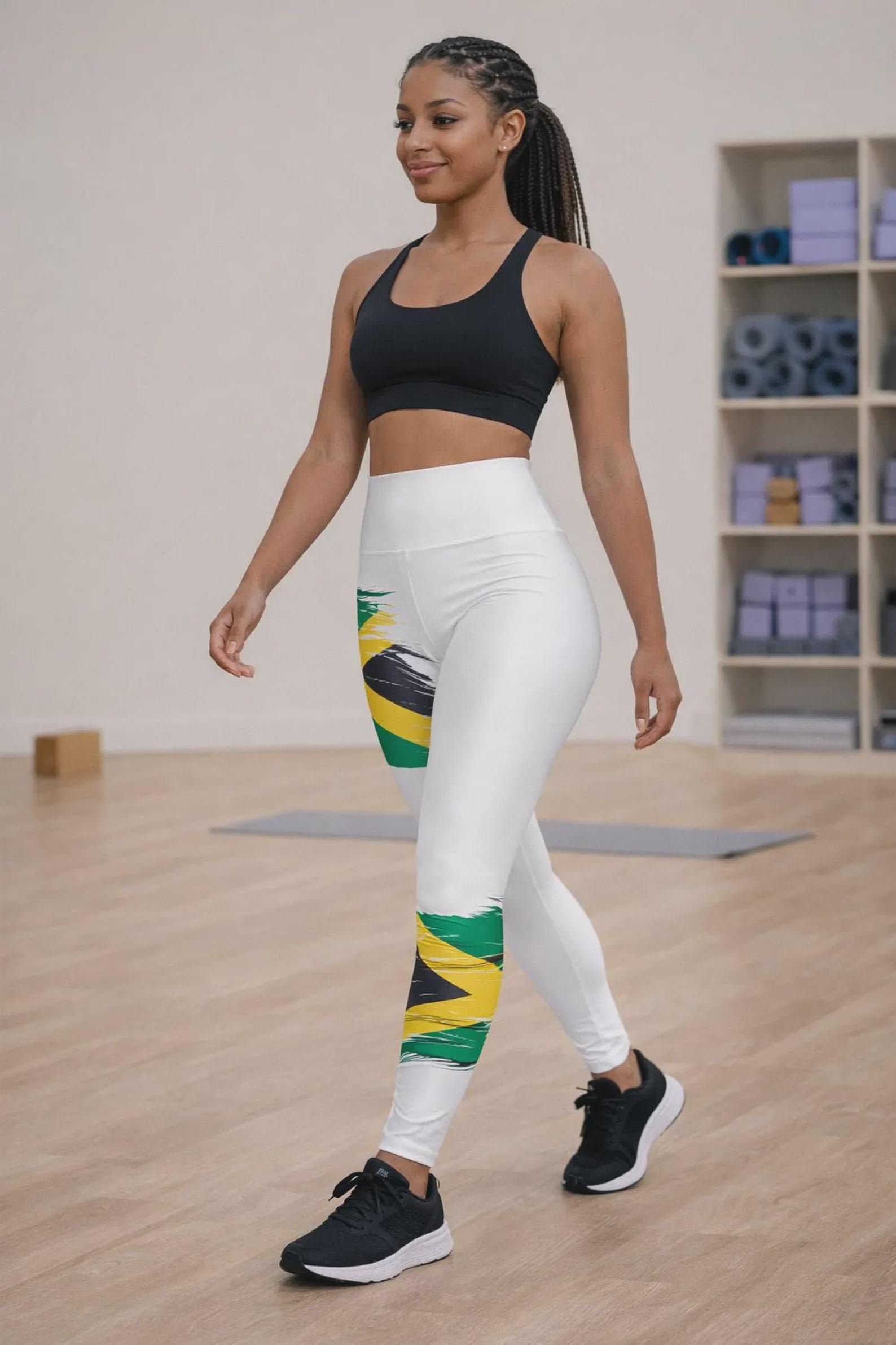 Jamaica Flag High Wasted Yoga Leggings., product view 8