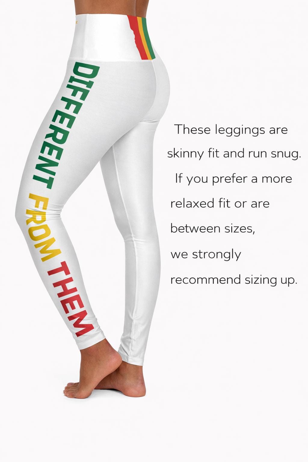 Different From Them Leggings, Inspirational High Waisted Yoga Pants, Motivational Workout Tights for Women, product view 4