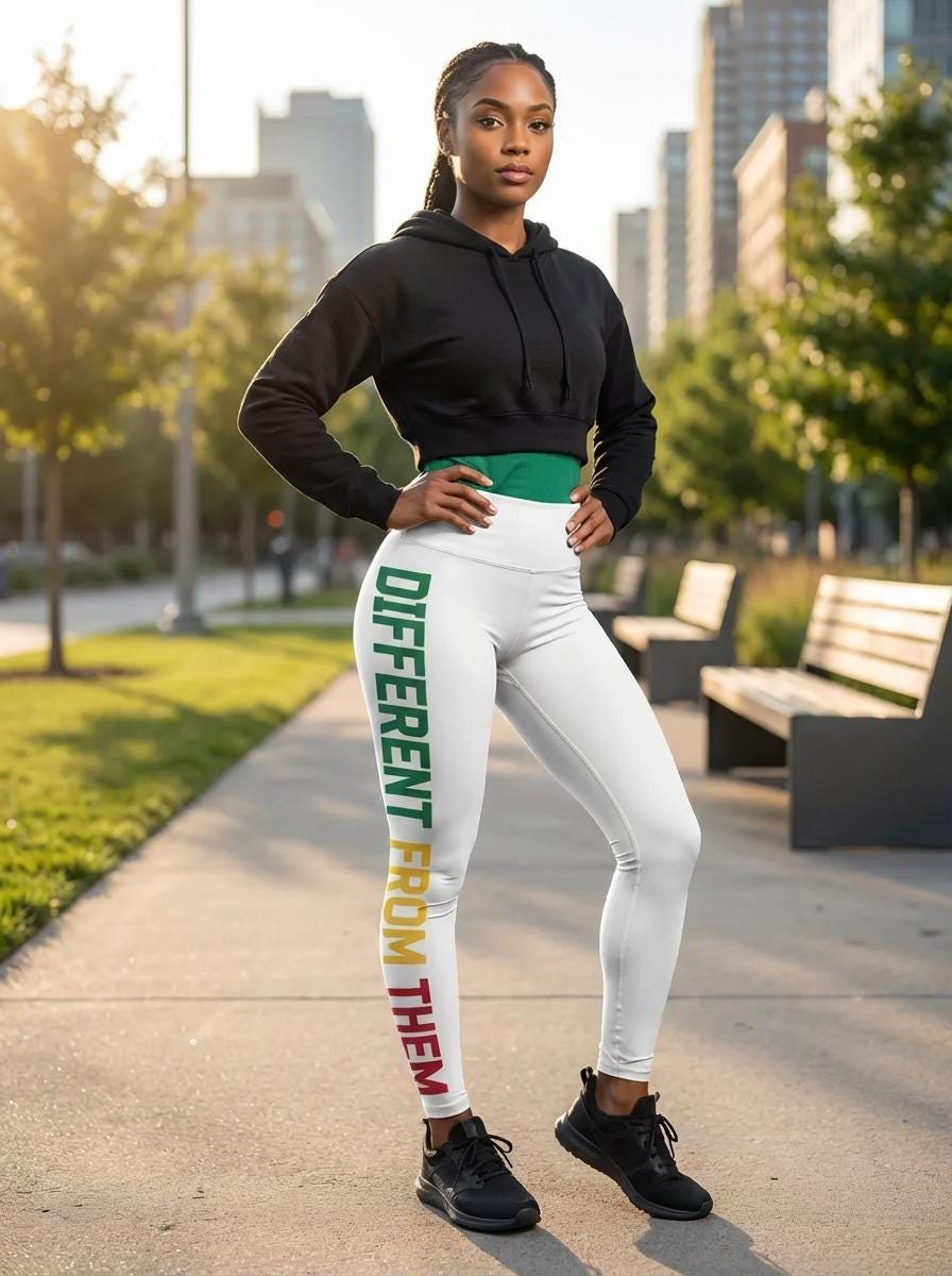 Different From Them Leggings, Inspirational High Waisted Yoga Pants, Motivational Workout Tights for Women, product view 8