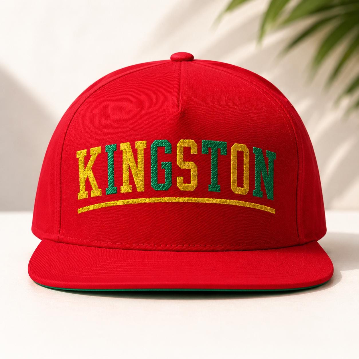 Kingston Jamaica Snapback Hat, Embroidered Flat Bill Cap, Jamaican Flag Streetwear, Unisex Gift.